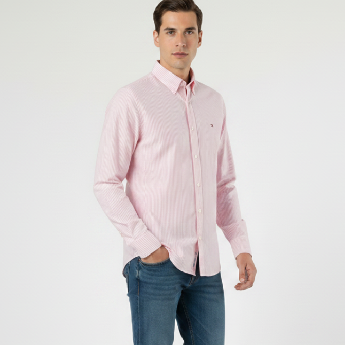 Men Shirt Striped Oxford (Pink)