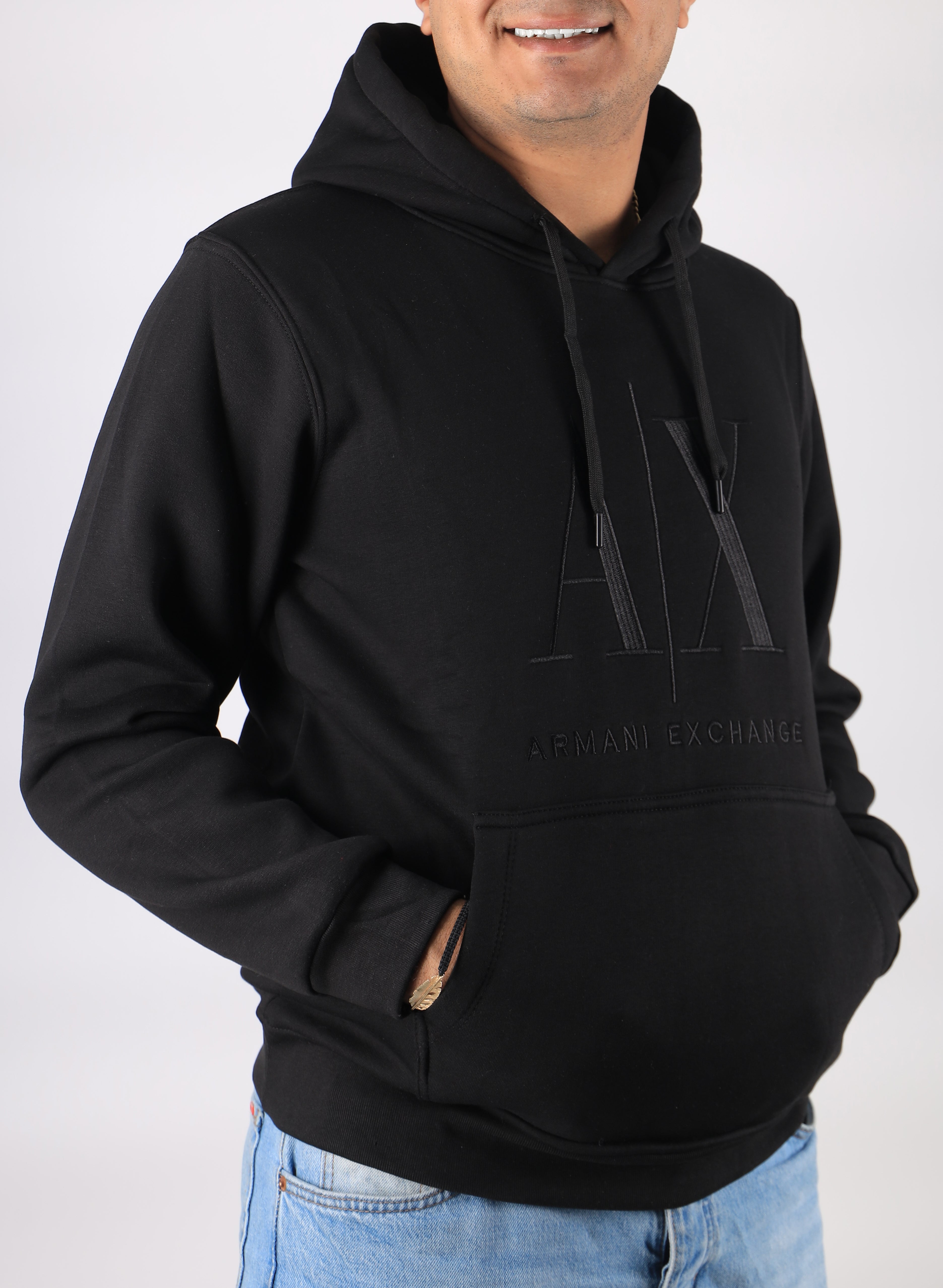 Men Hoodie Padded A/X (Black)