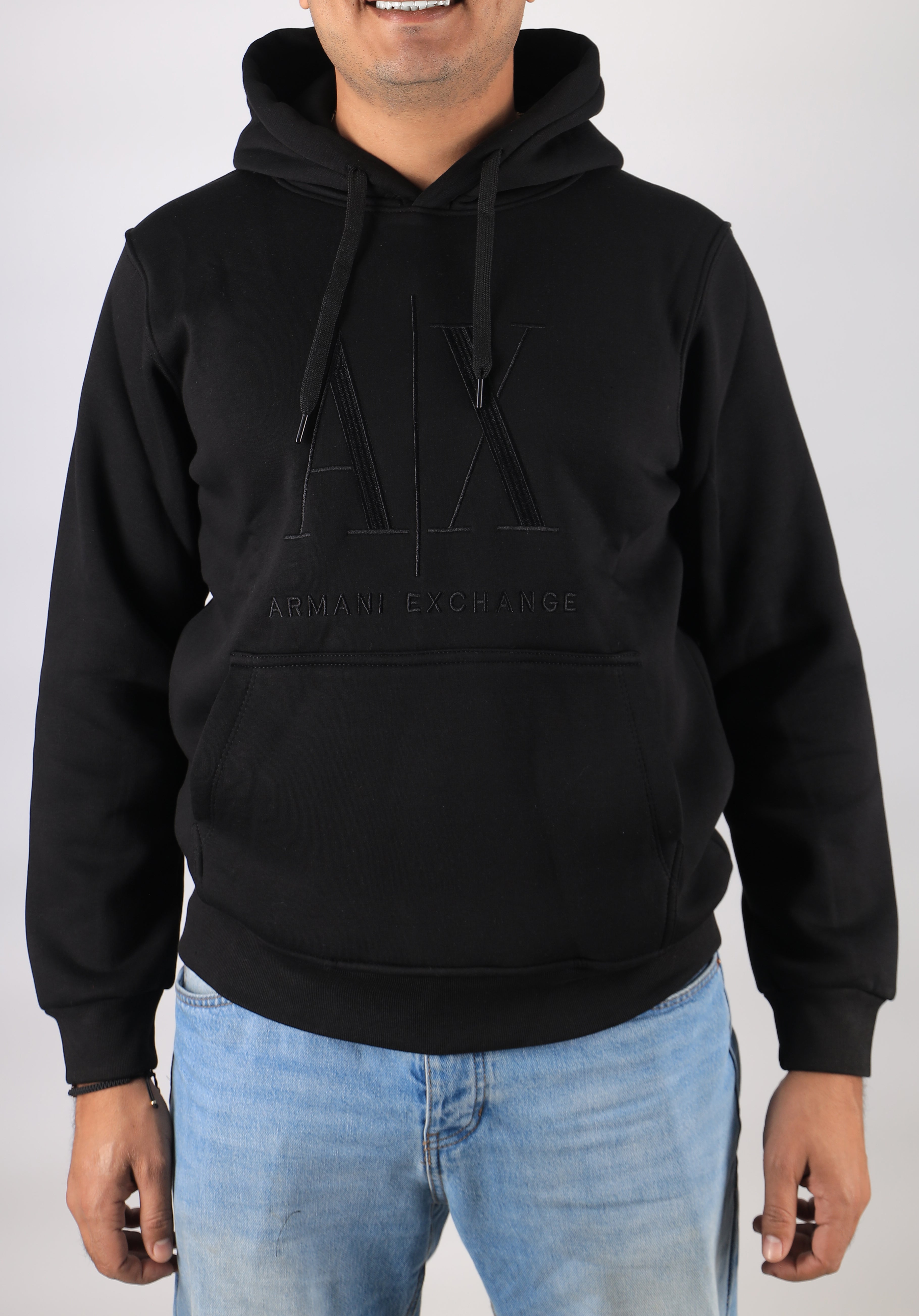 Men Hoodie Padded A/X (Black)