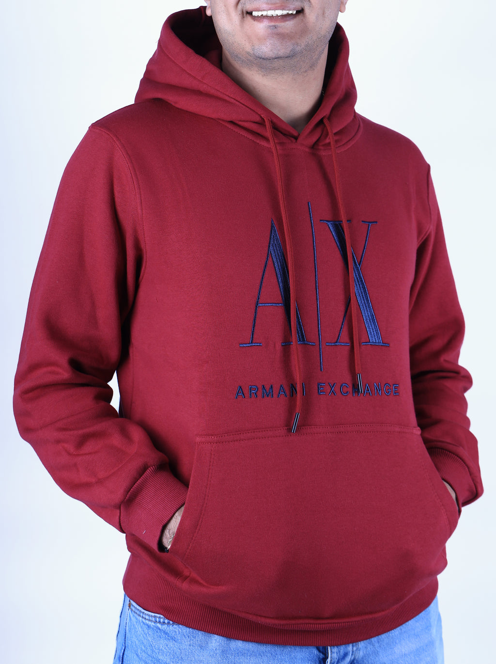 Men Hoodie Padded A/X (Burgundy)