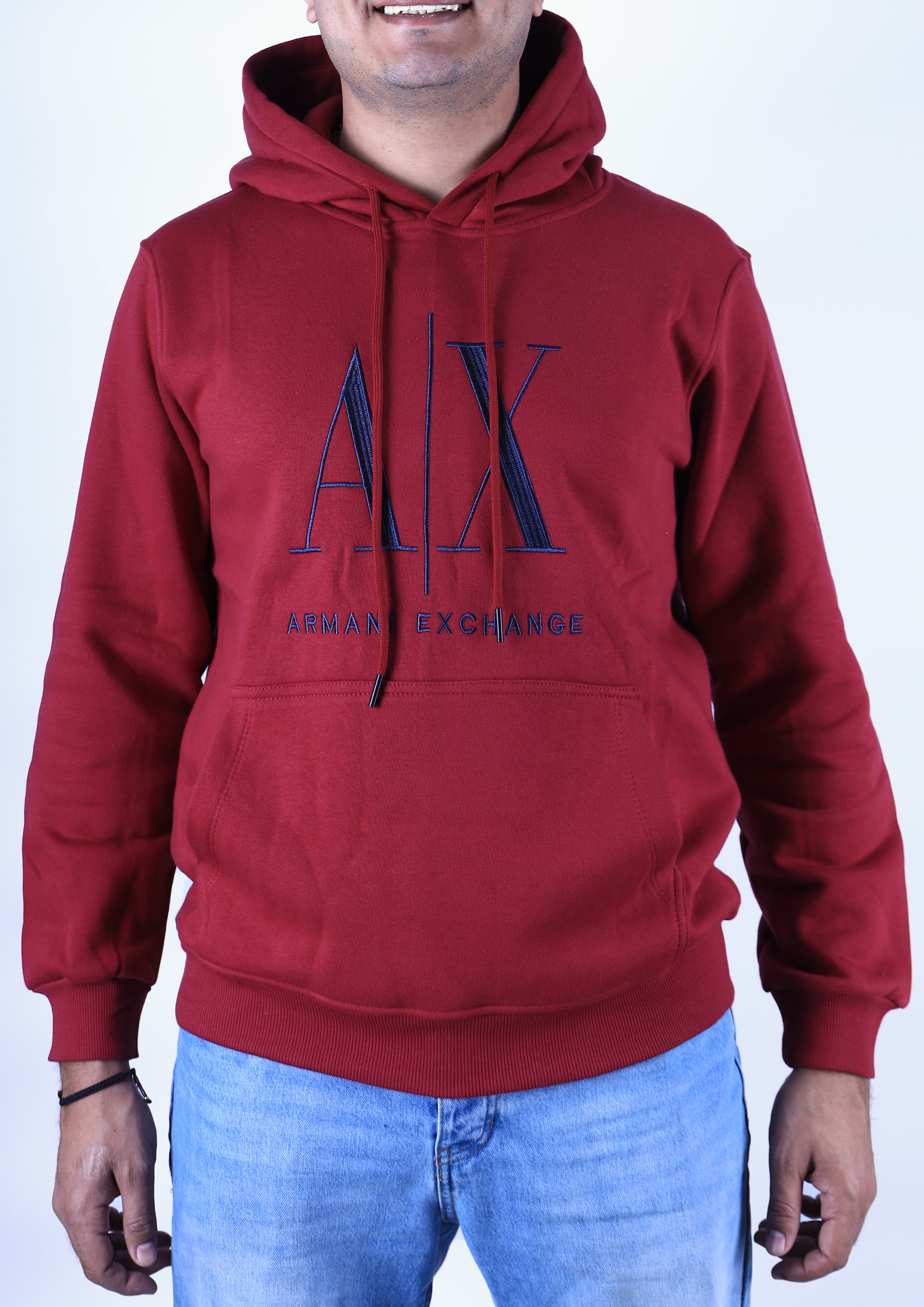 Men Hoodie Padded A/X (Burgundy)