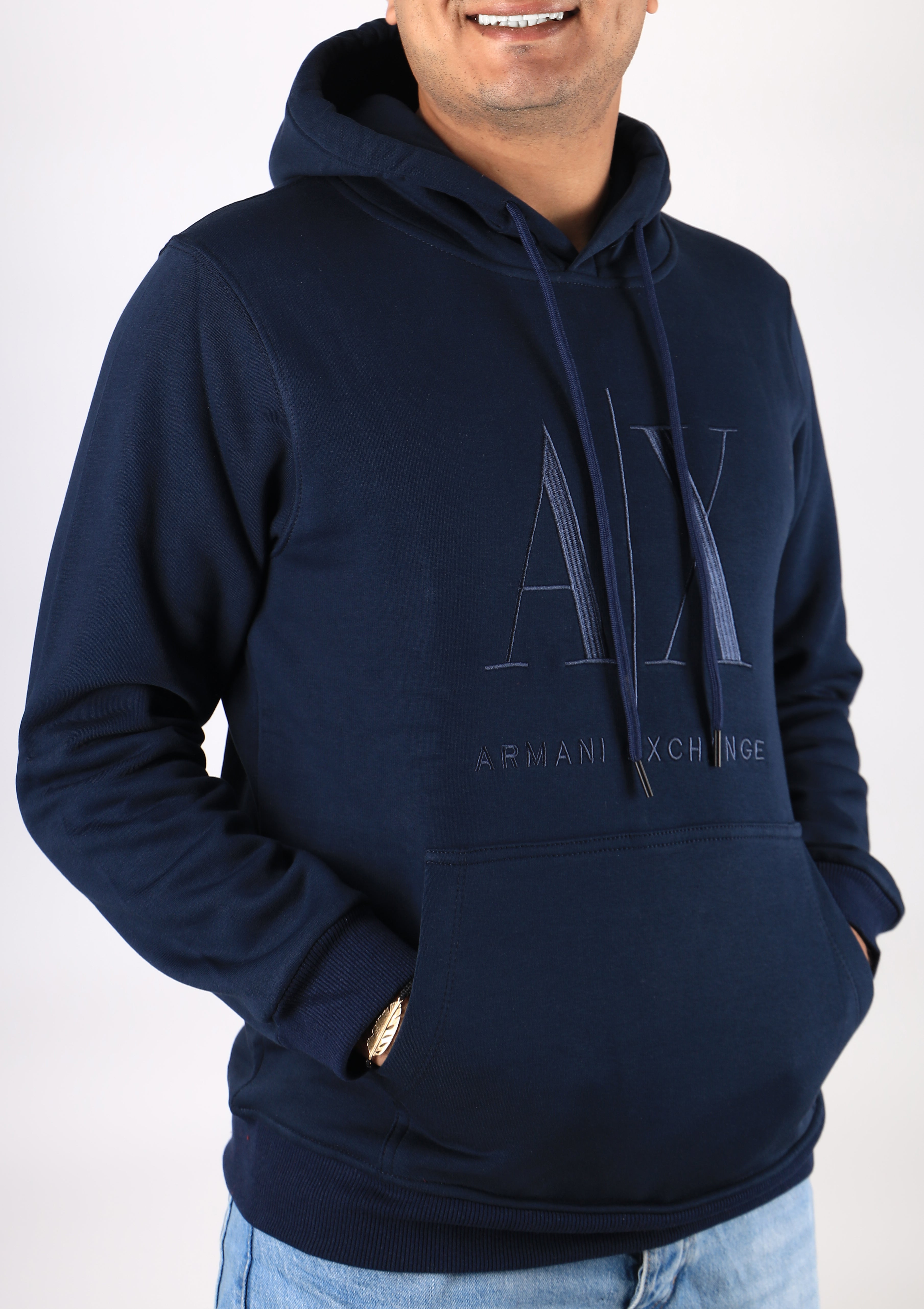 Men Hoodie Padded A/X (Dark Bule)
