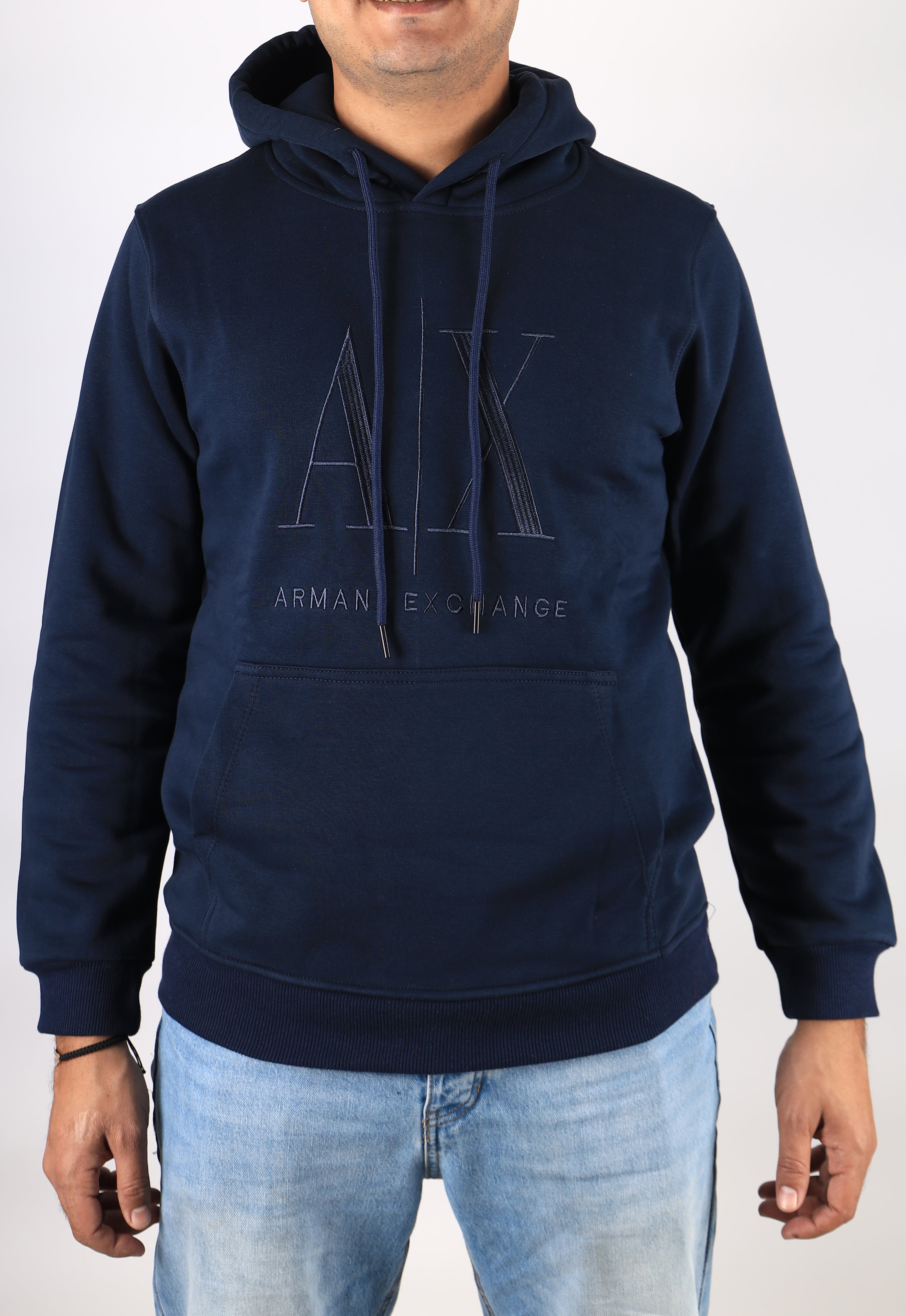 Men Hoodie Padded A/X (Dark Bule)