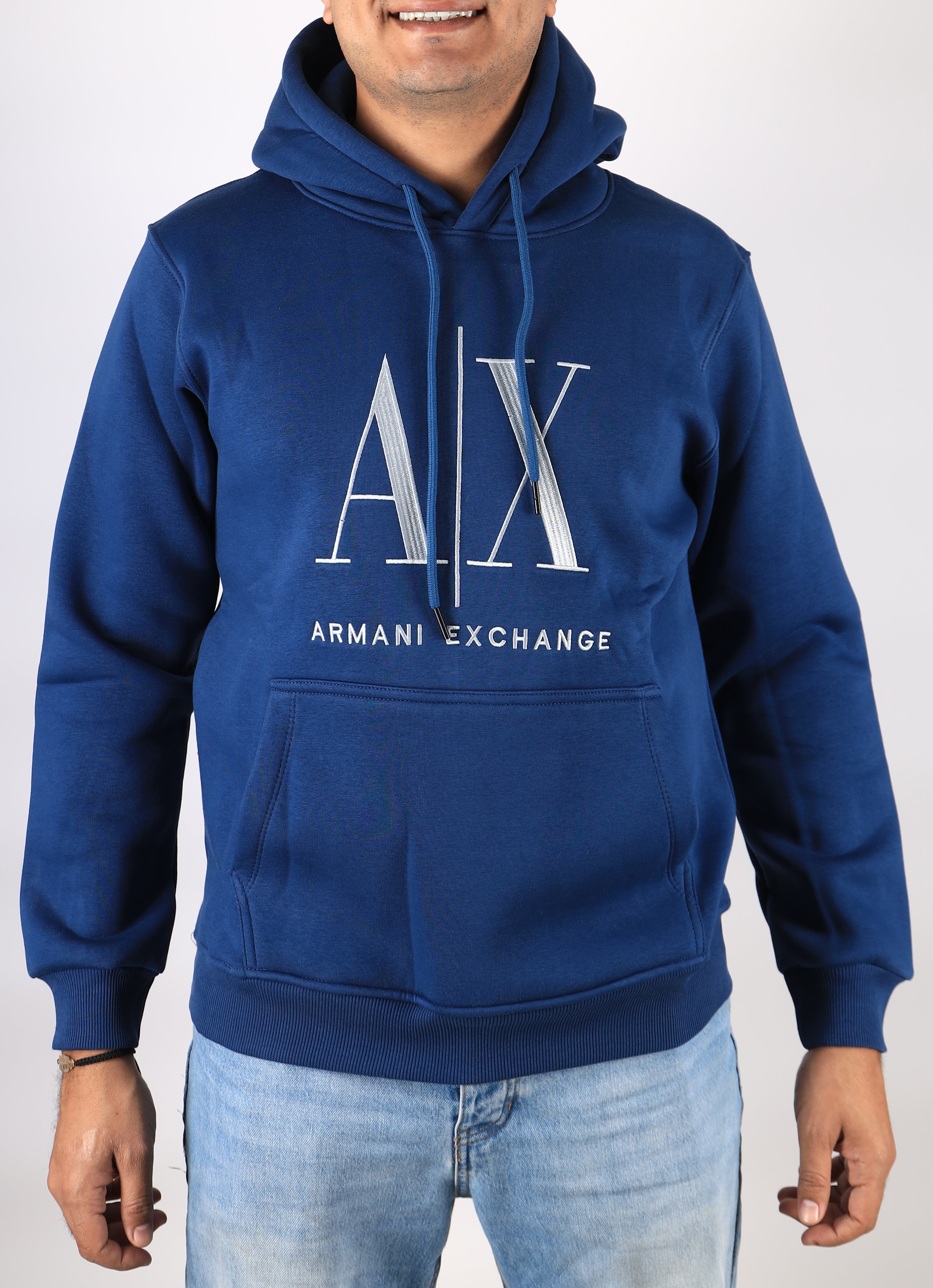 Men Hoodie Padded A/X (Light blue)