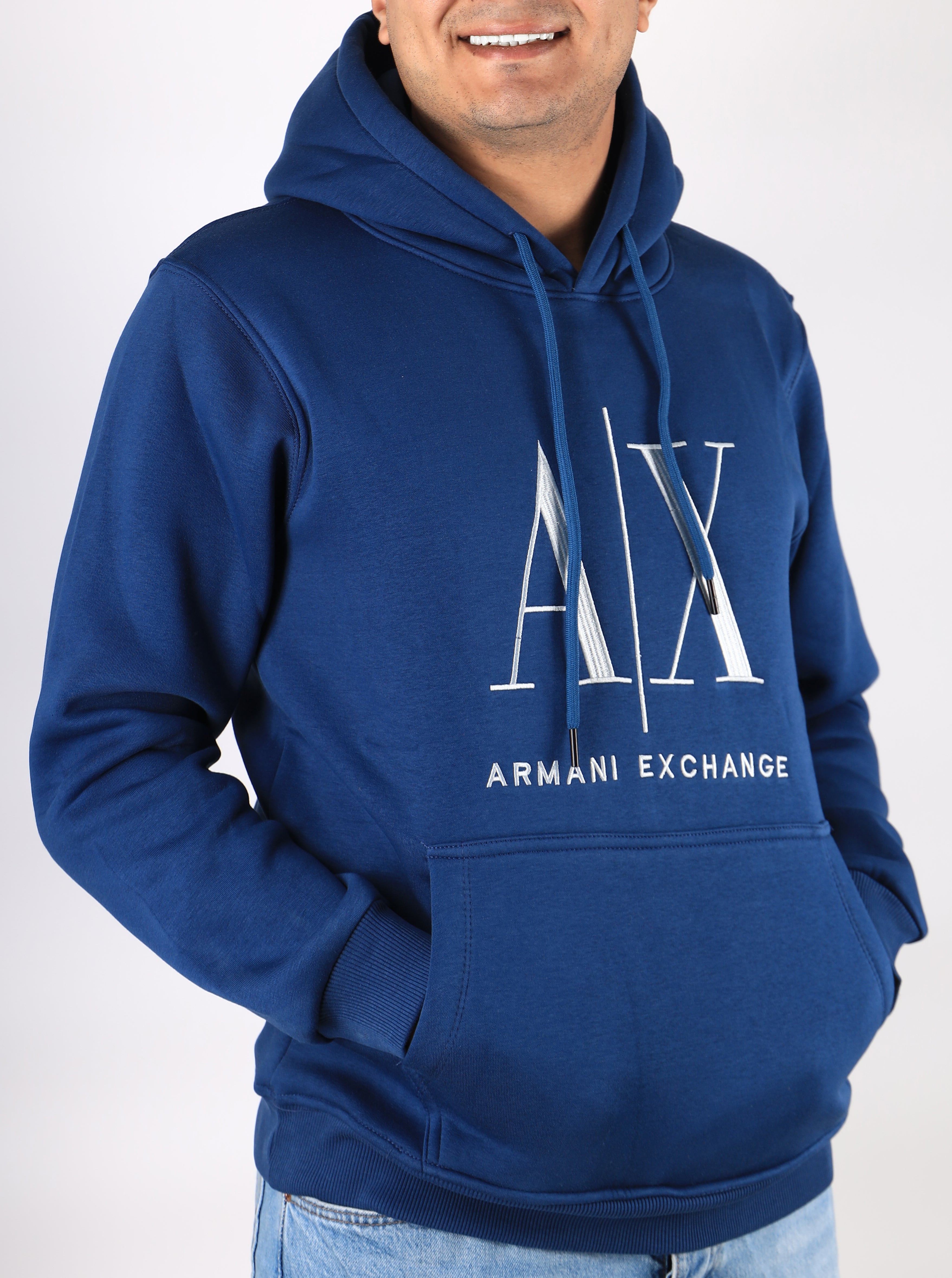 Men Hoodie Padded A/X (Light blue)