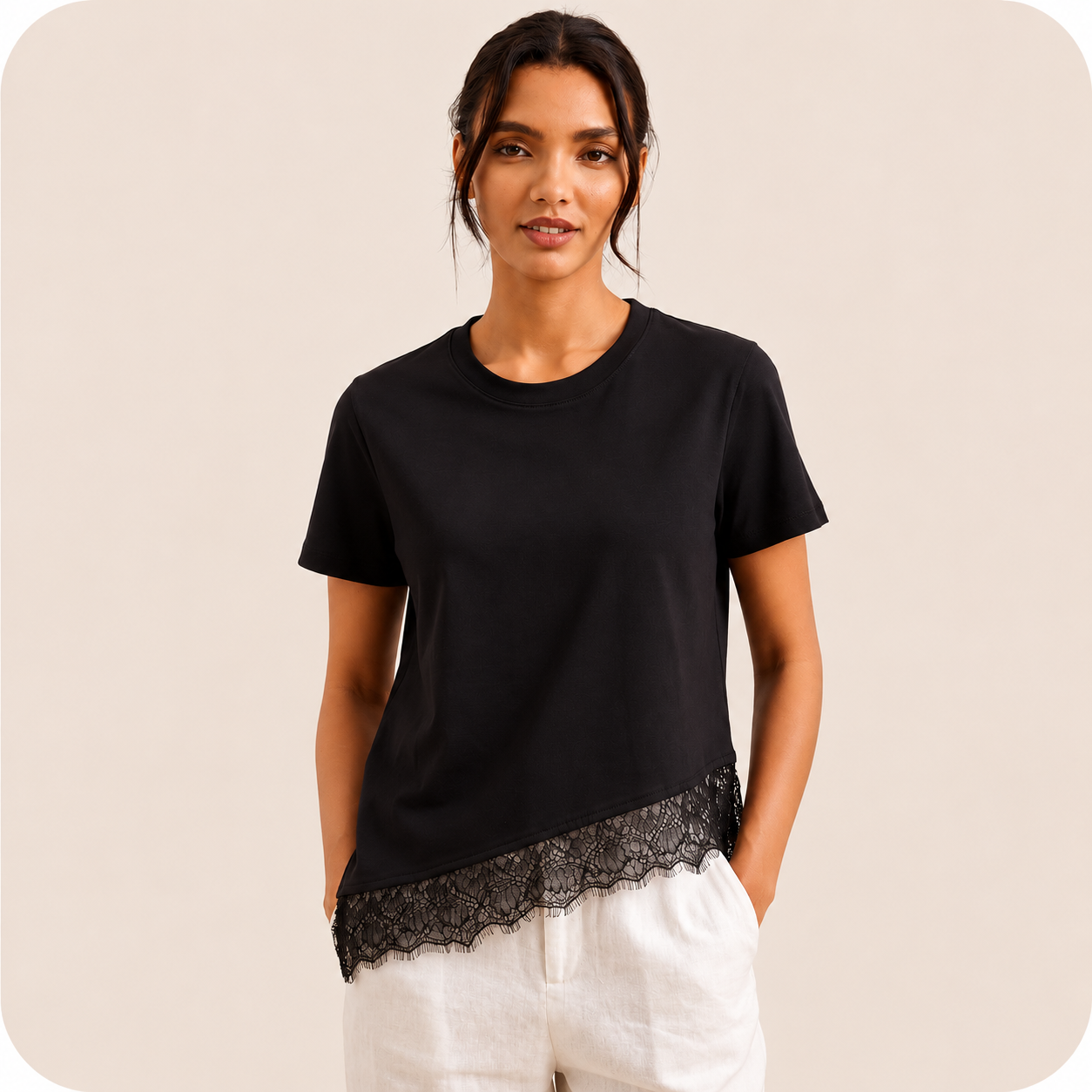 INCITY Lace Trim Top