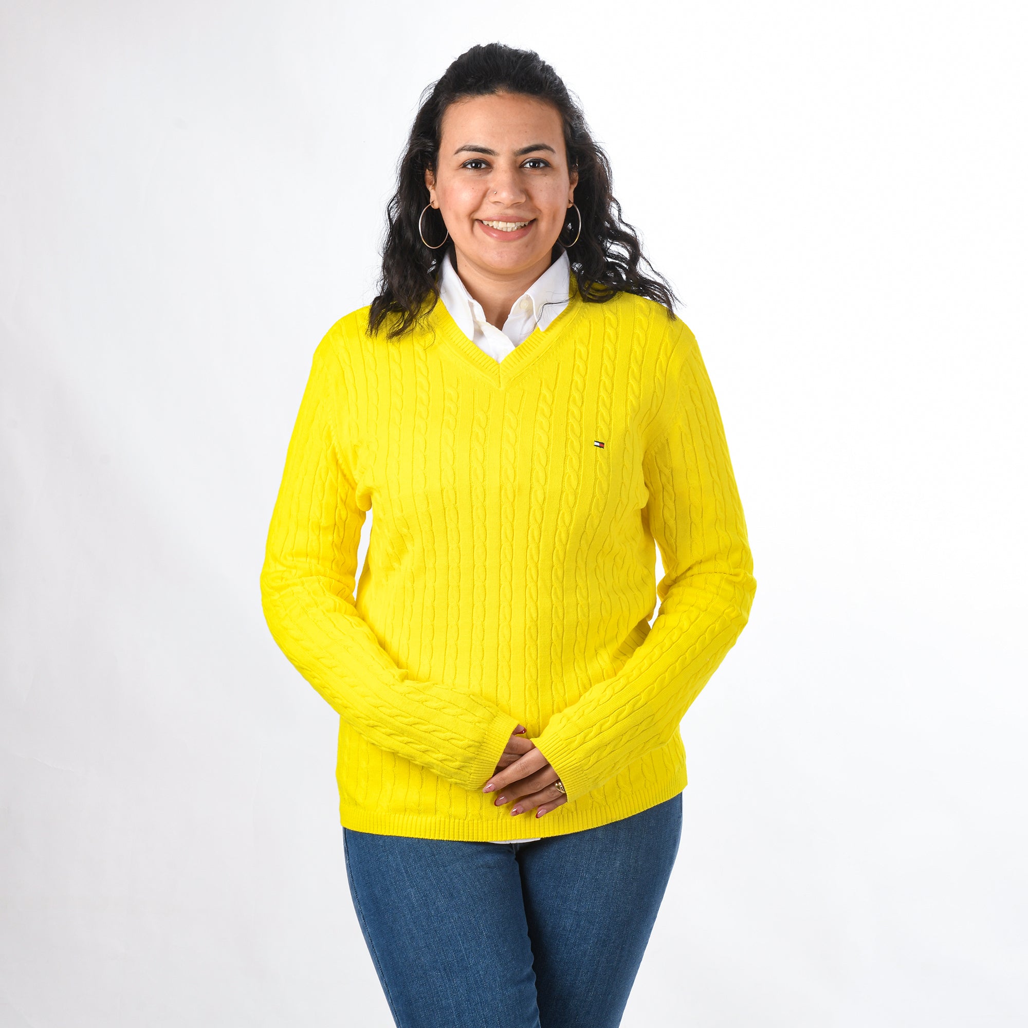 Women pullover Tommy V Neck (Yellow)