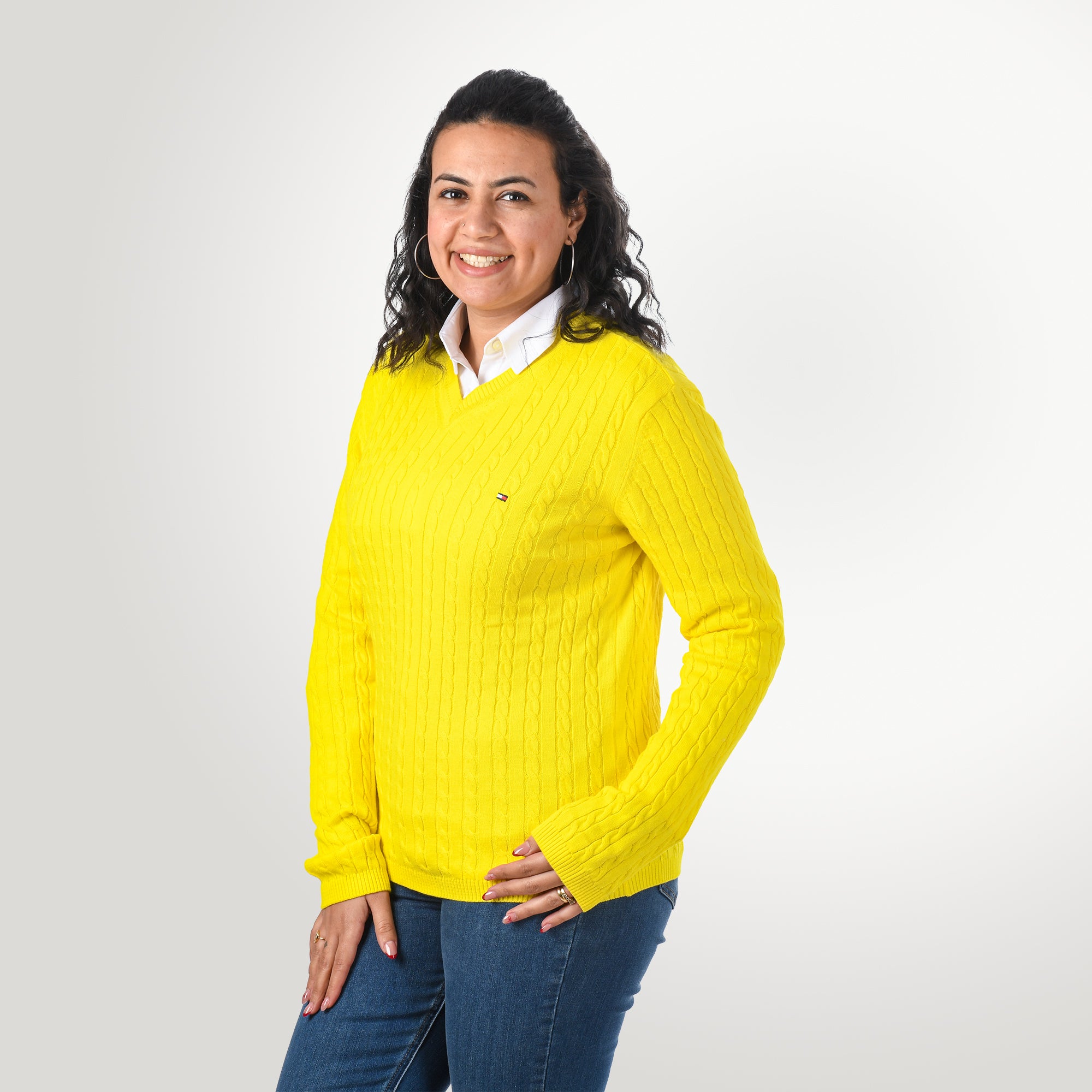 Women pullover Tommy V Neck (Yellow)