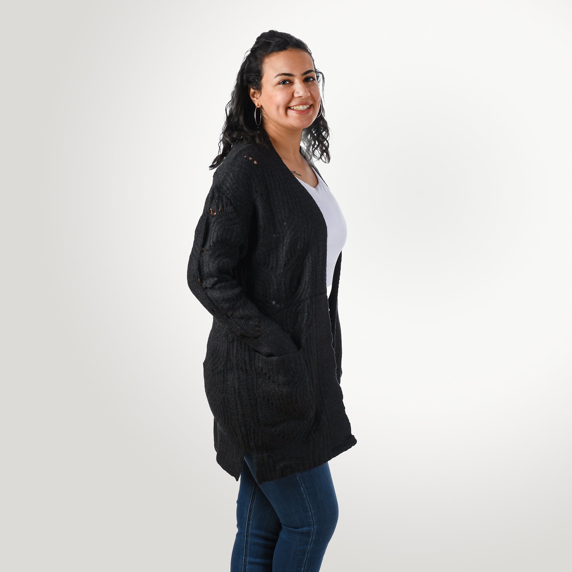 Women Cardigan Wool (Dark Gray)