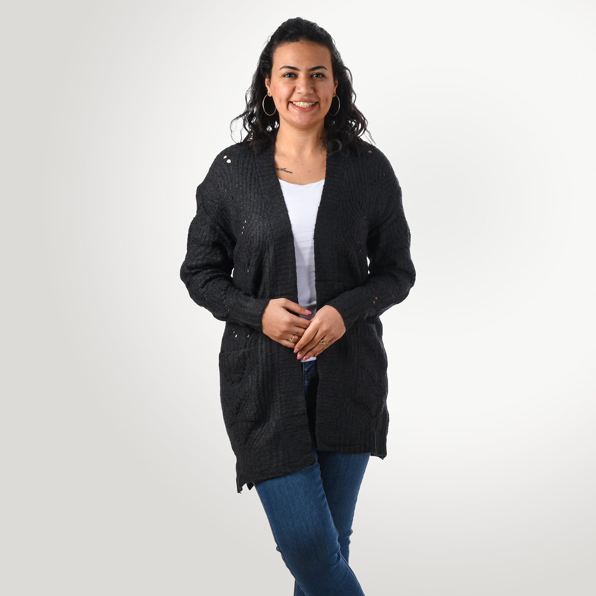 Women Cardigan Wool (Dark Gray)