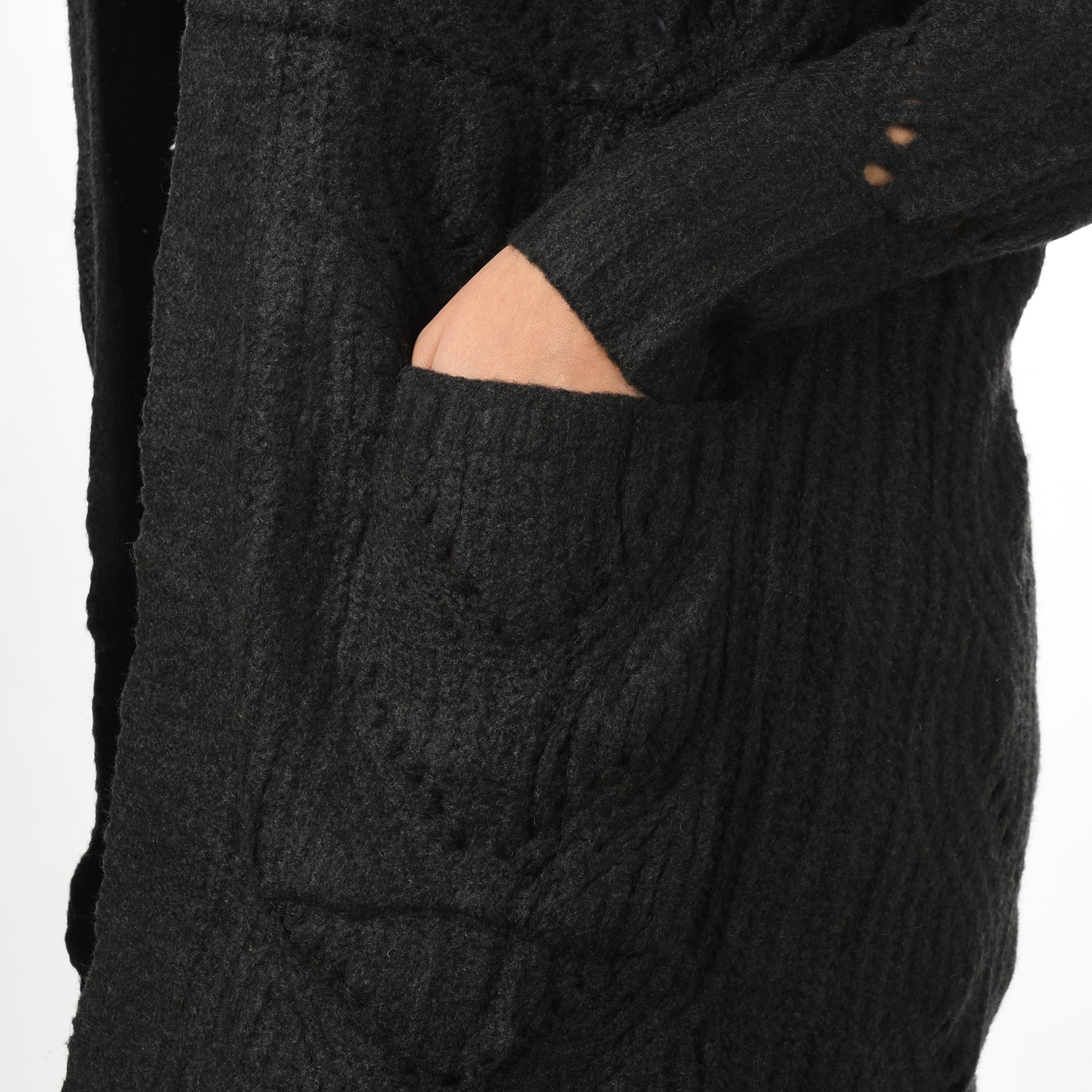 Women Cardigan Wool (Dark Gray)