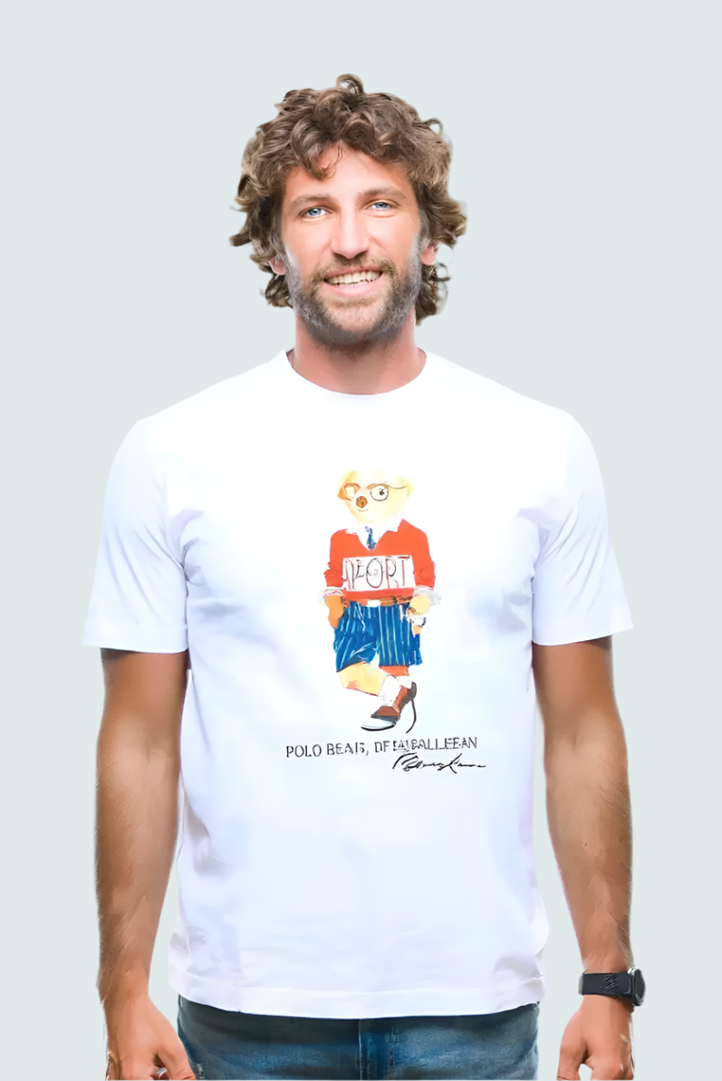 Men T-shirt Polo Baer Cotton - White
