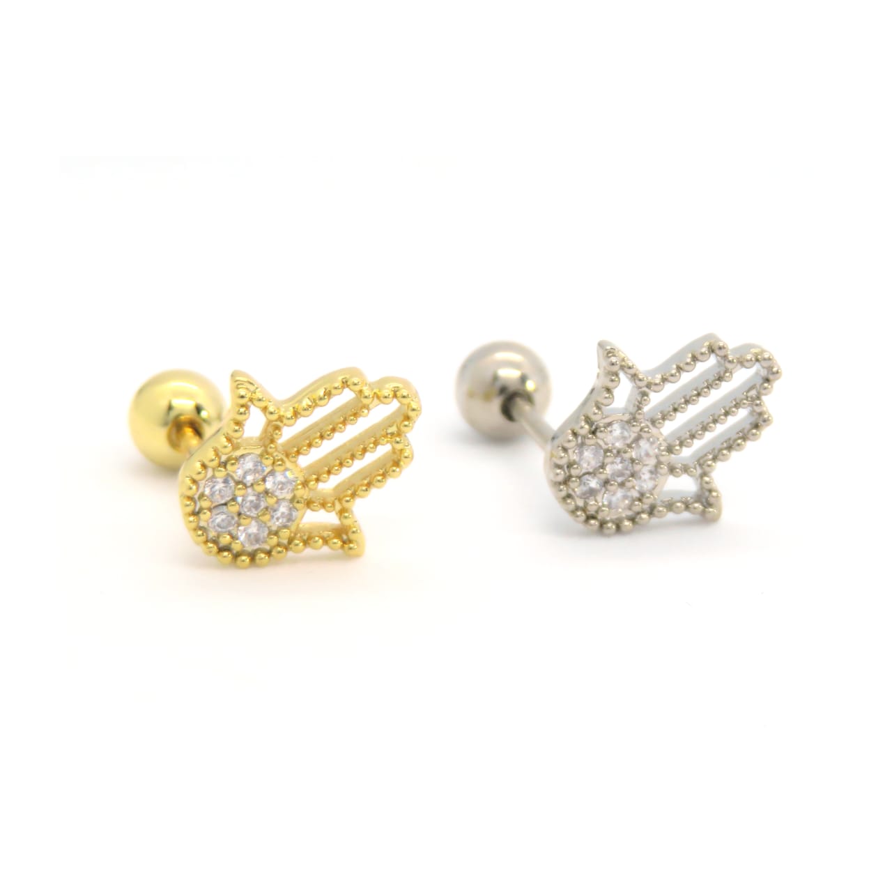 The Hamsa bar ball earrings