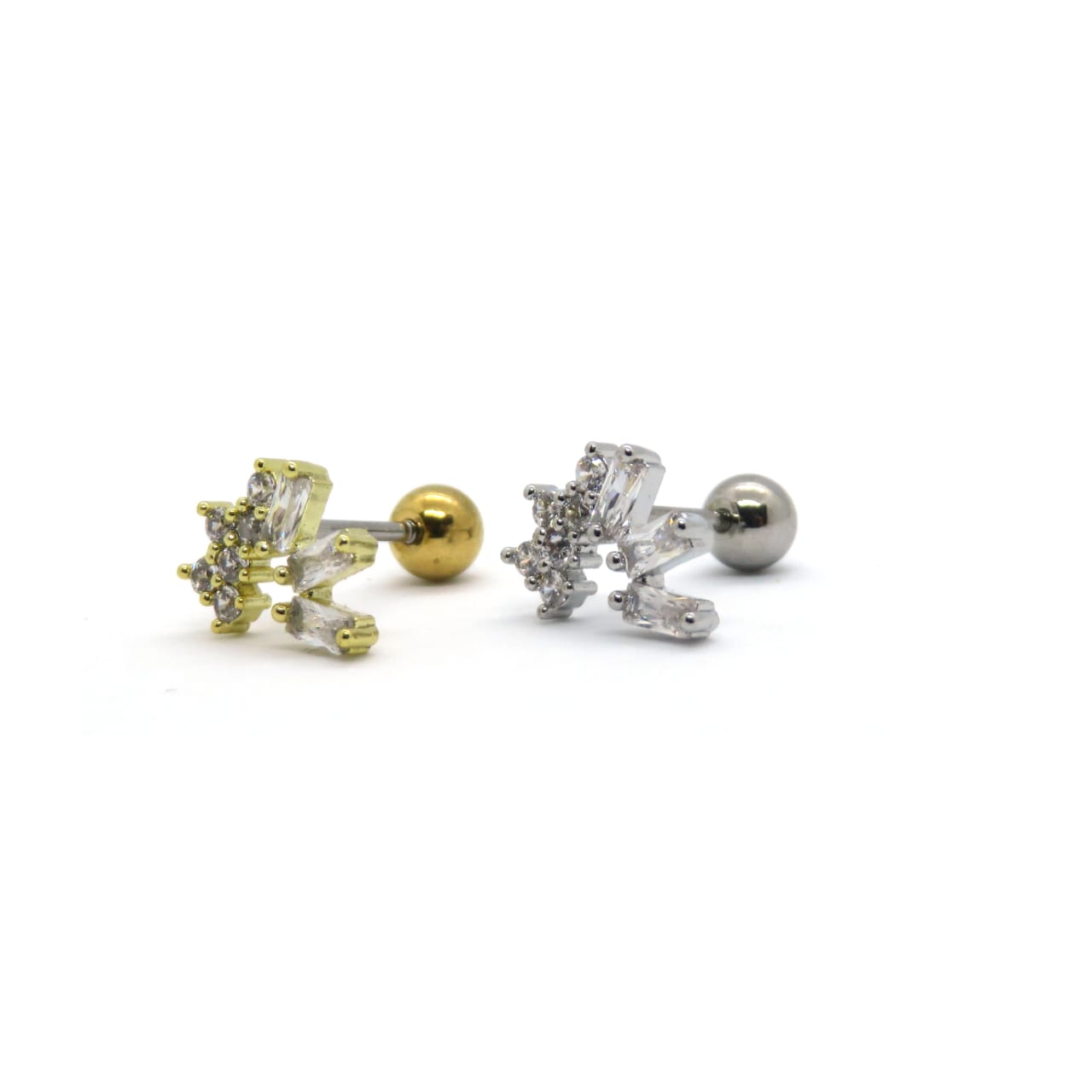 Crescent bar ball earrings ( piercing )