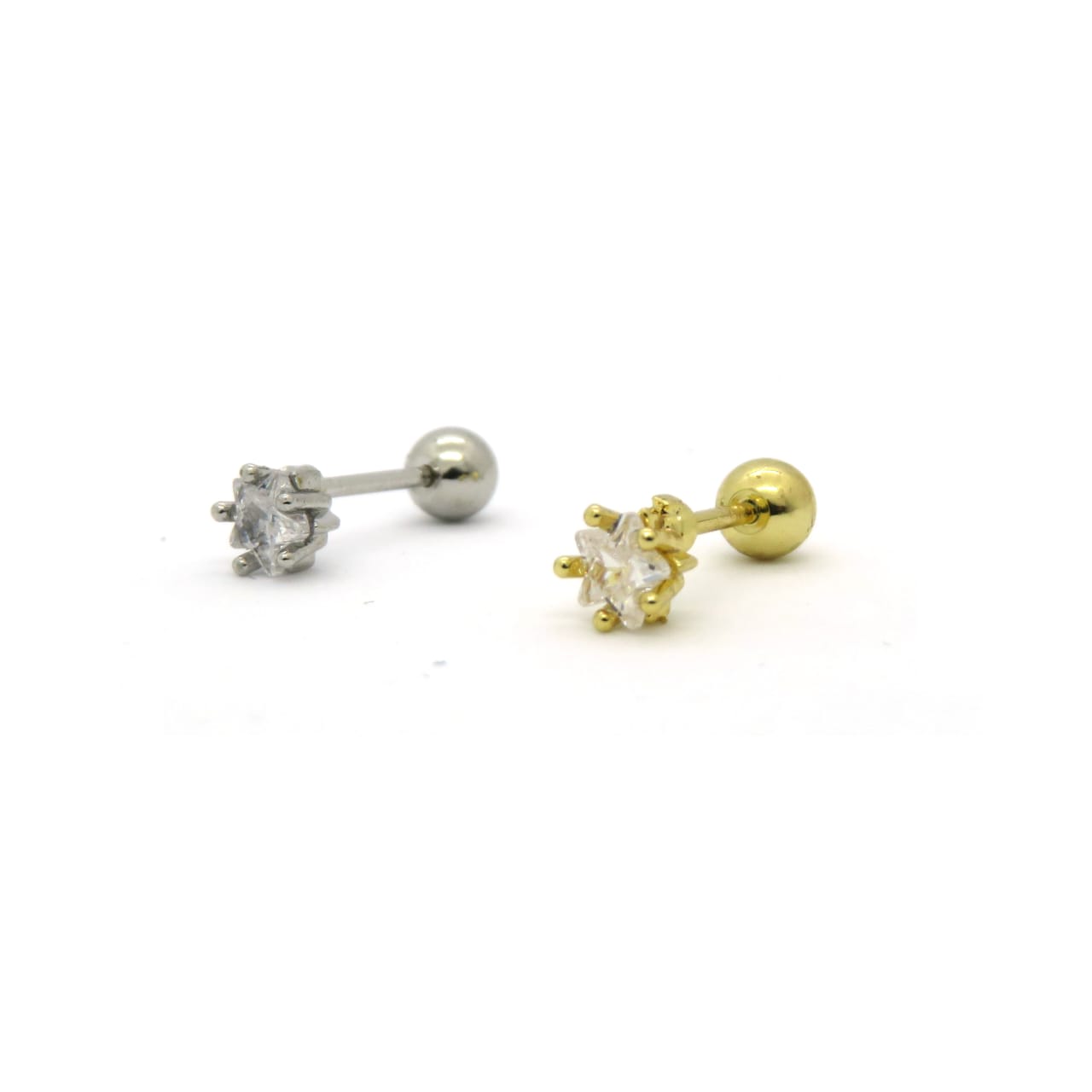 Star bar ball earrings ( piercing )