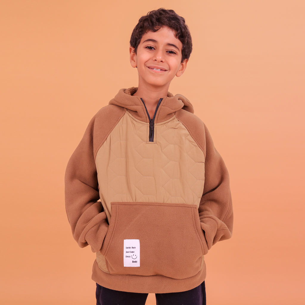Boys Hoodie Fleece&Waterproof (Beige)