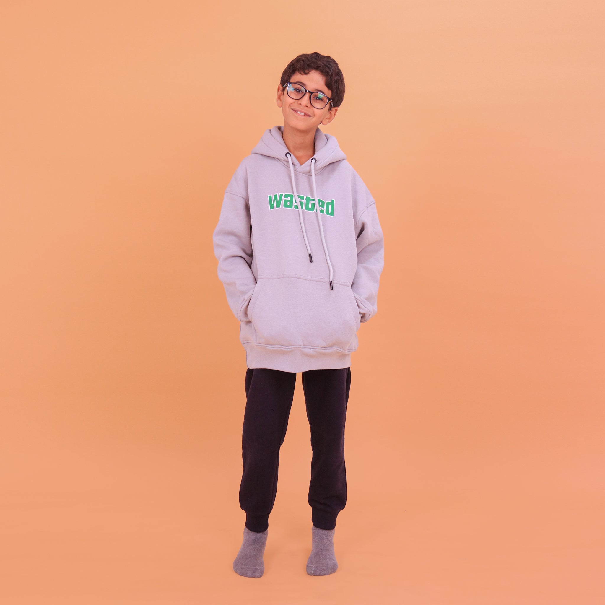 Boys Hoodie Wasted Padded (Gray)