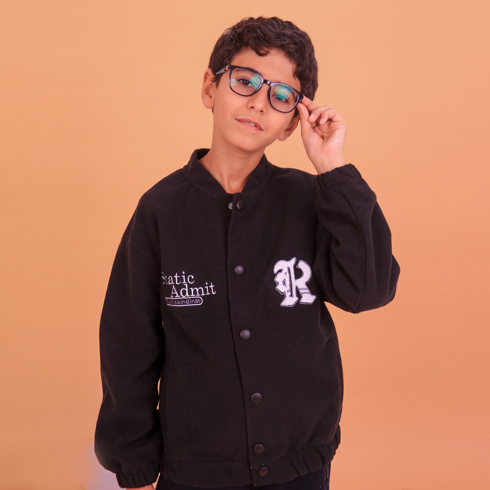 Boys Ribbed Suede Jacket (Black)