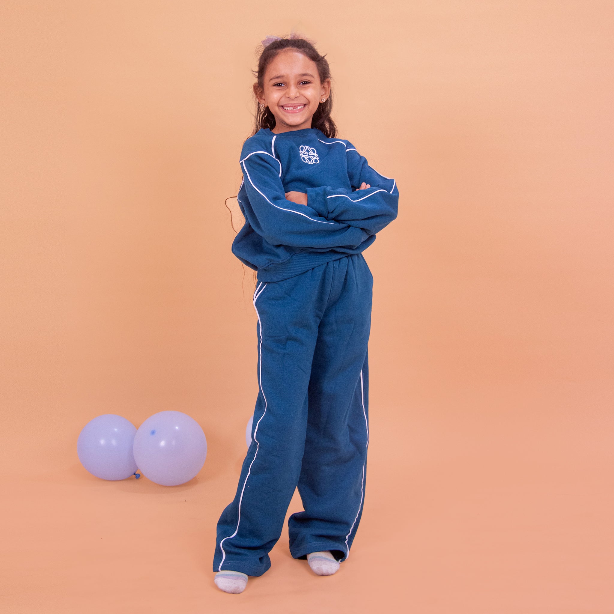 Girls set cotton Melton (Blue)