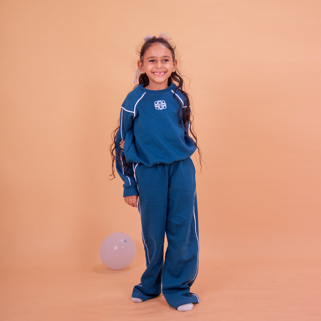 Girls set cotton Melton (Blue)