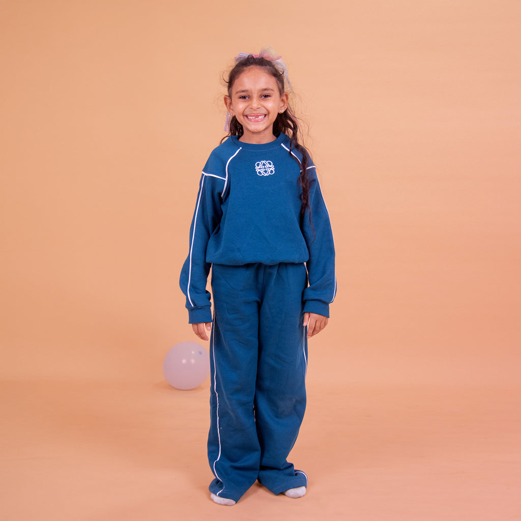 Girls set cotton Melton (Blue)