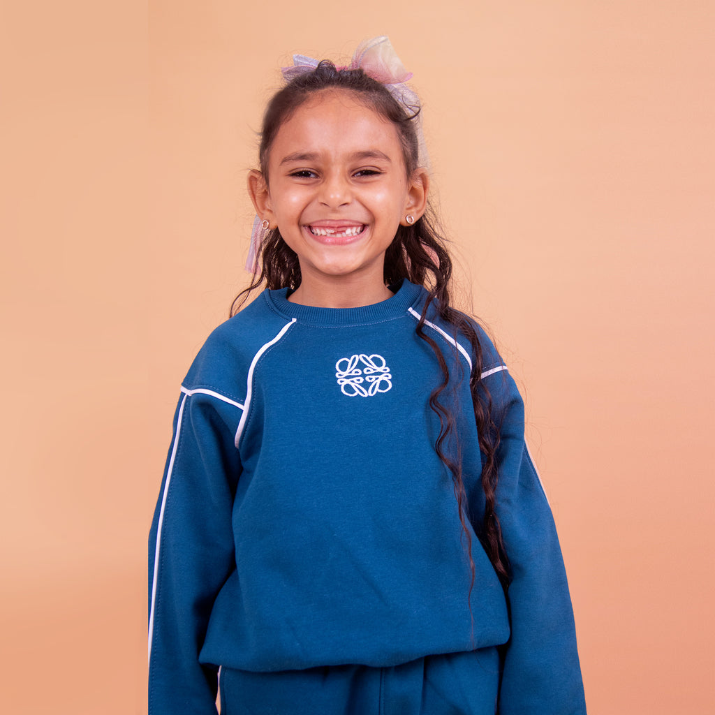 Girls set cotton Melton (Blue)