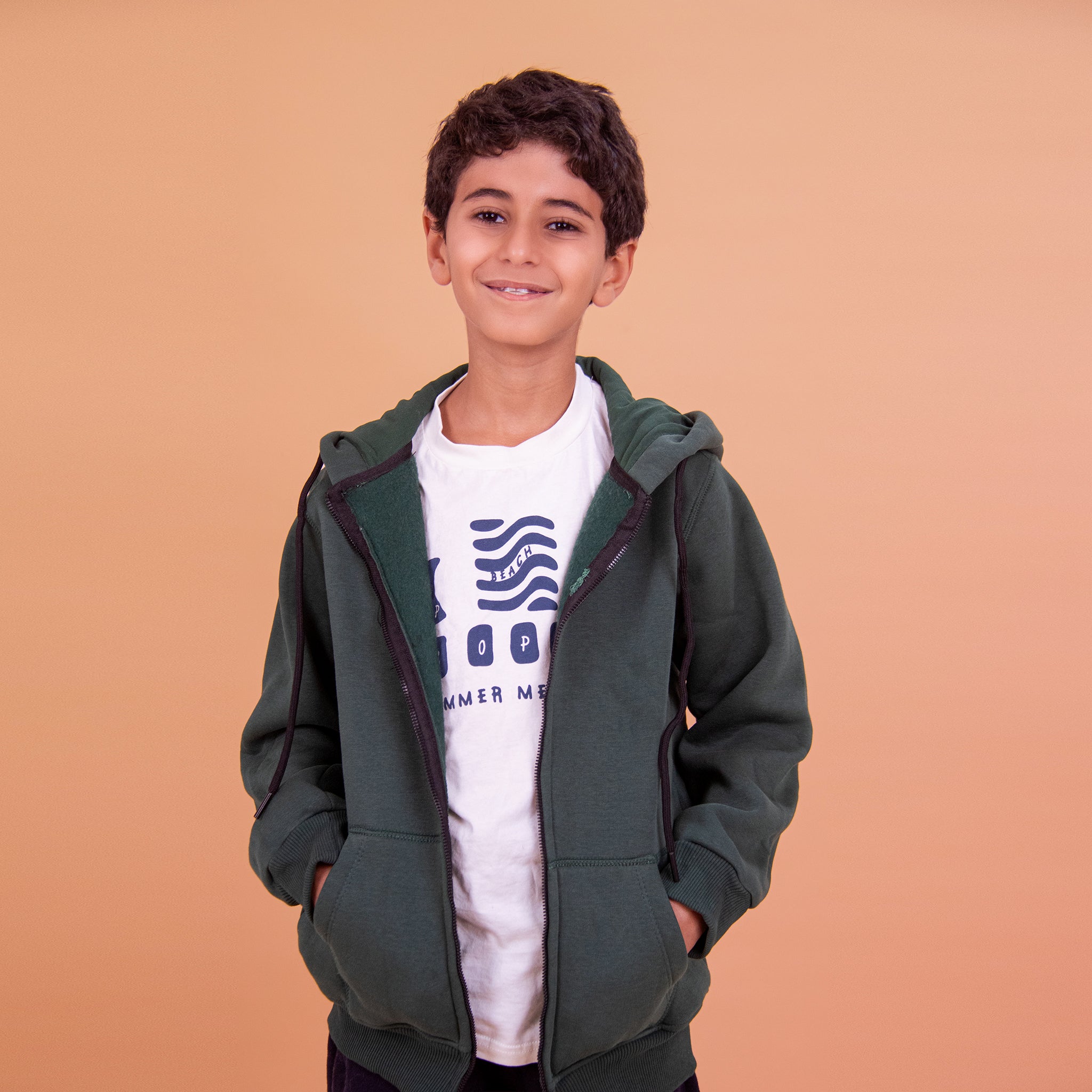 Kids Unisex Sweatshirt zip-up Basic (Olive)