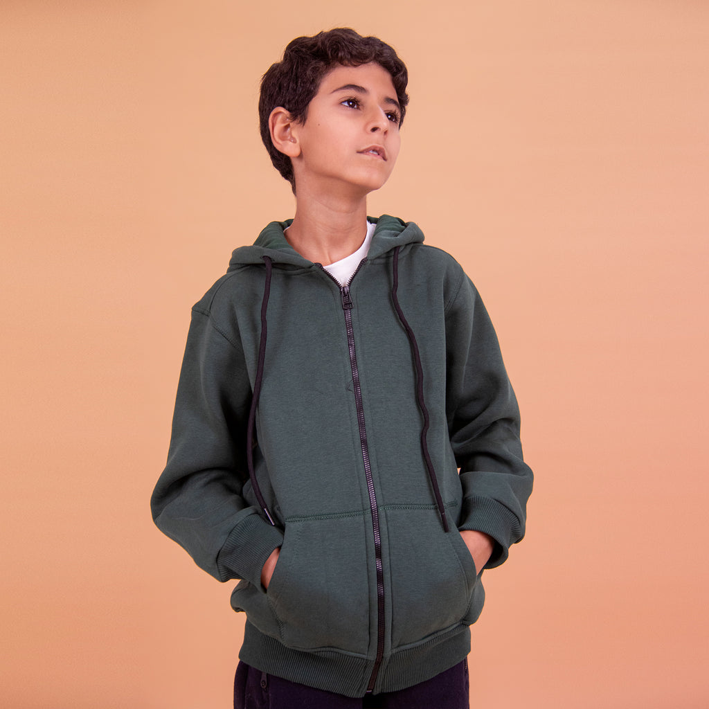 Kids Unisex Sweatshirt zip-up Basic (Olive)