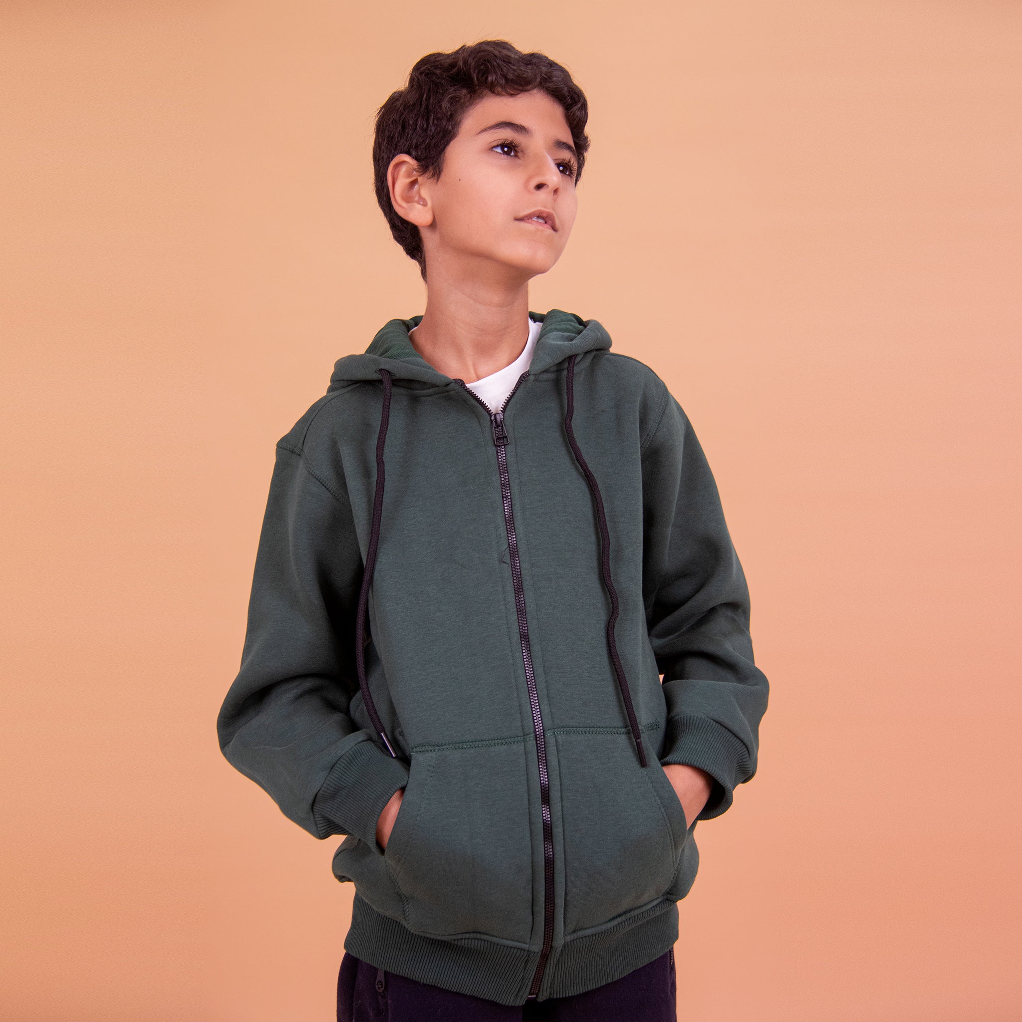 Kids Unisex Sweatshirt zip-up Basic (Olive)