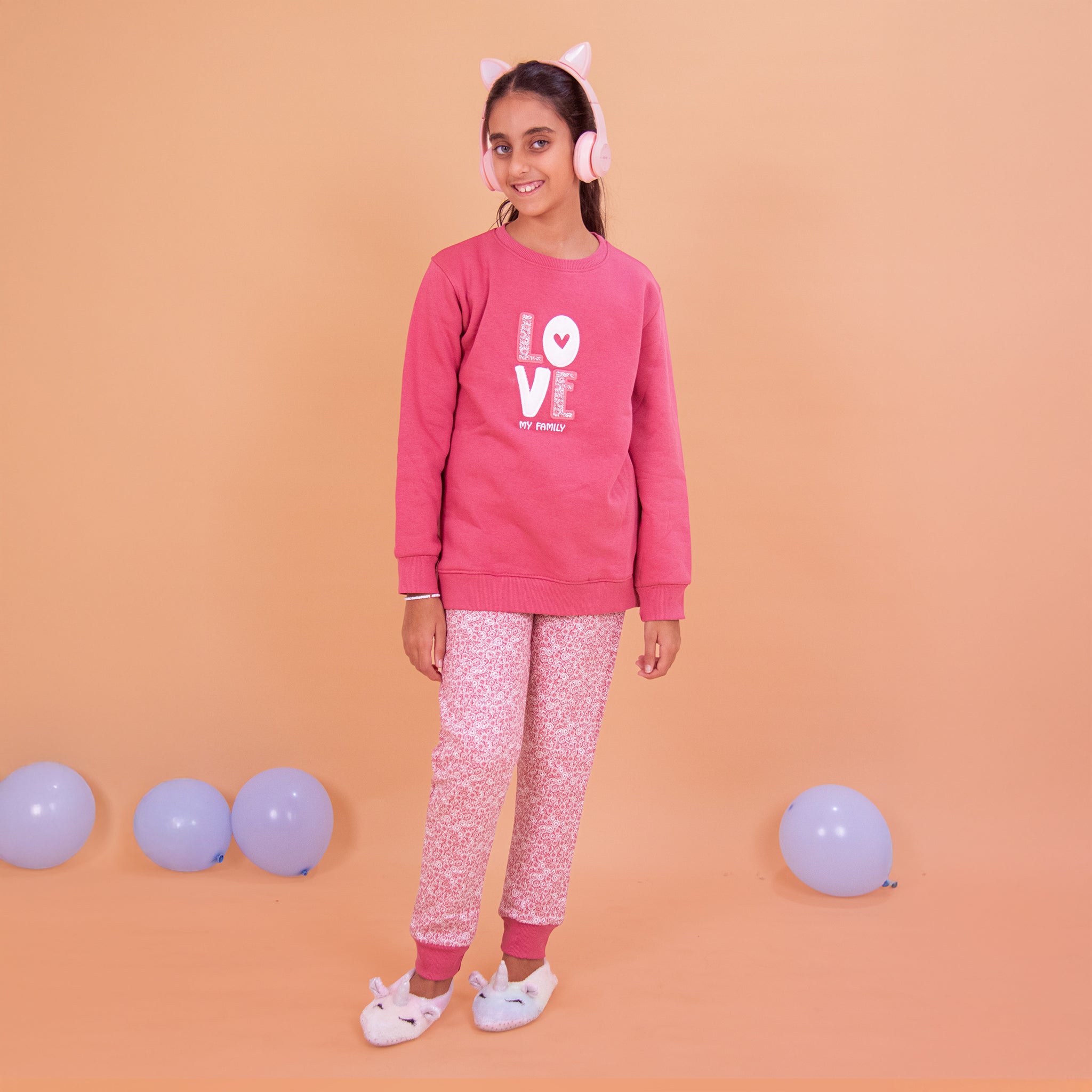 Girls Pajamas Padded Cotton (Pink)