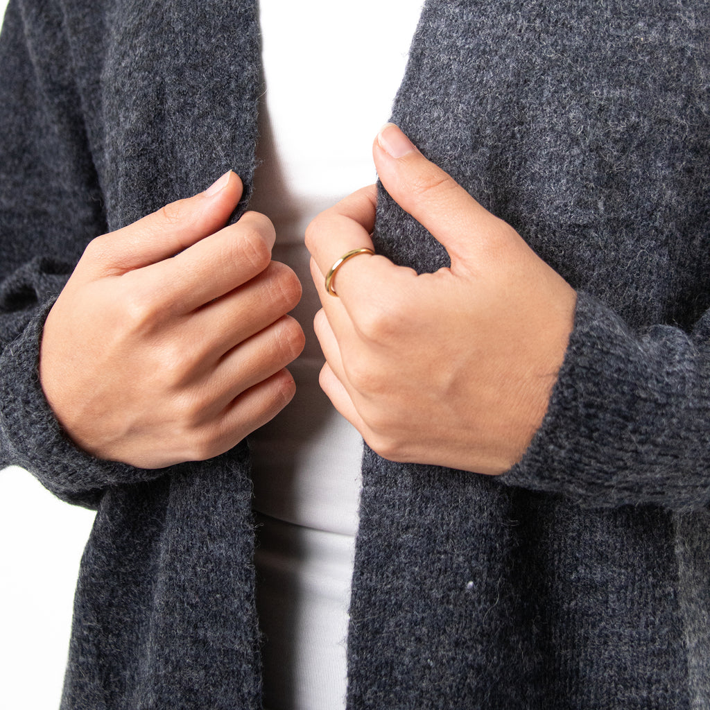 Women Cardigan Wool (Dark Gray)