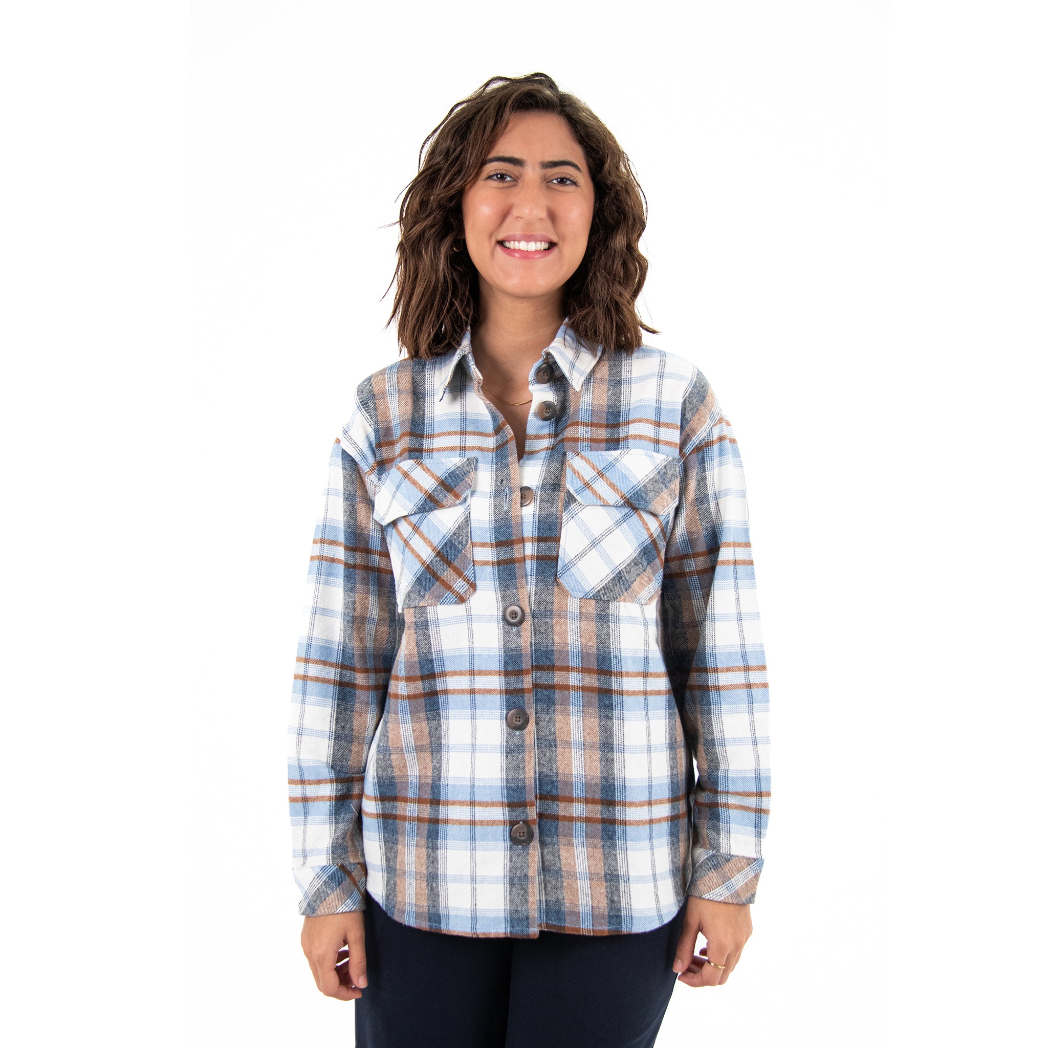 Women Check Gogh Shirt with Pocket Square