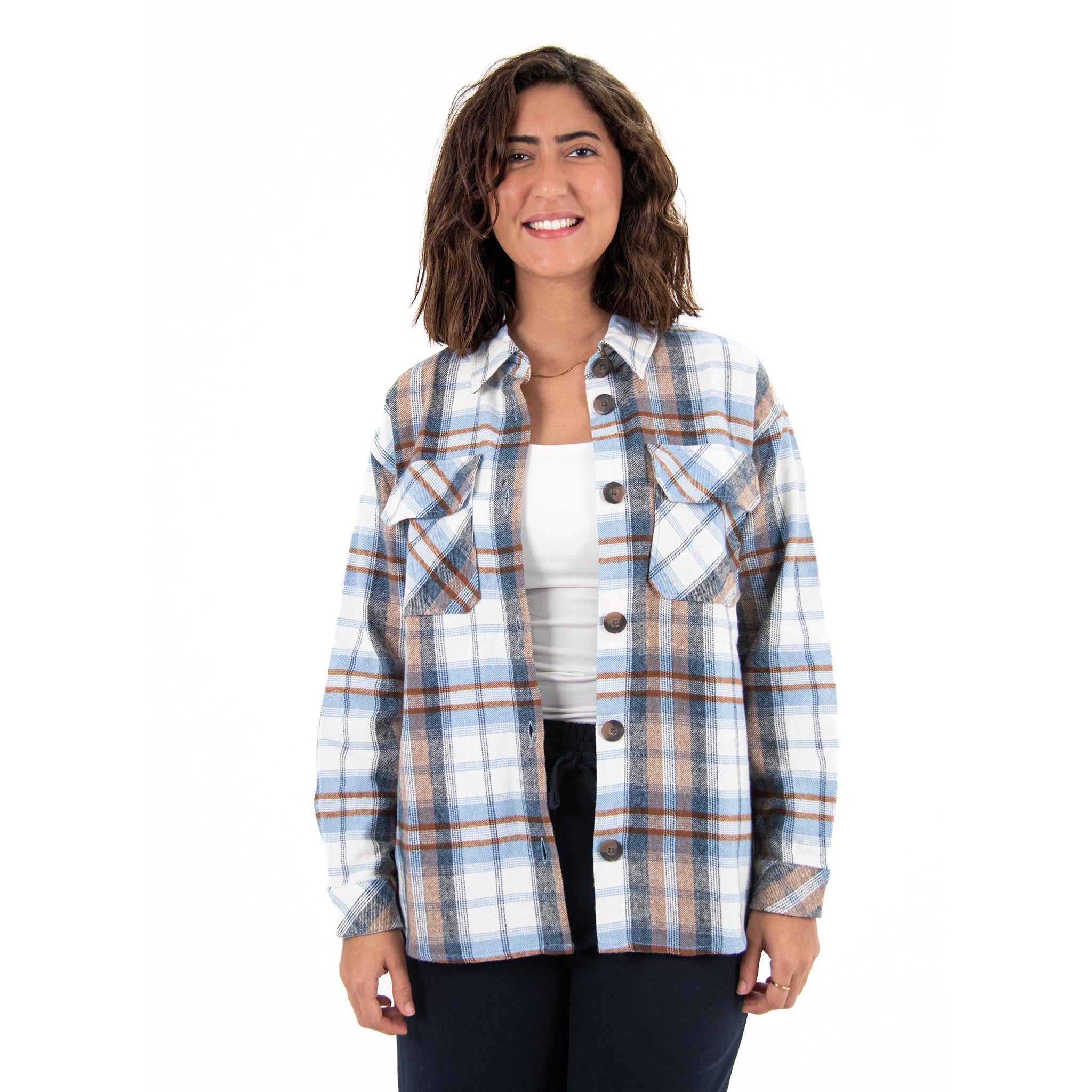 Women Check Gogh Shirt with Pocket Square