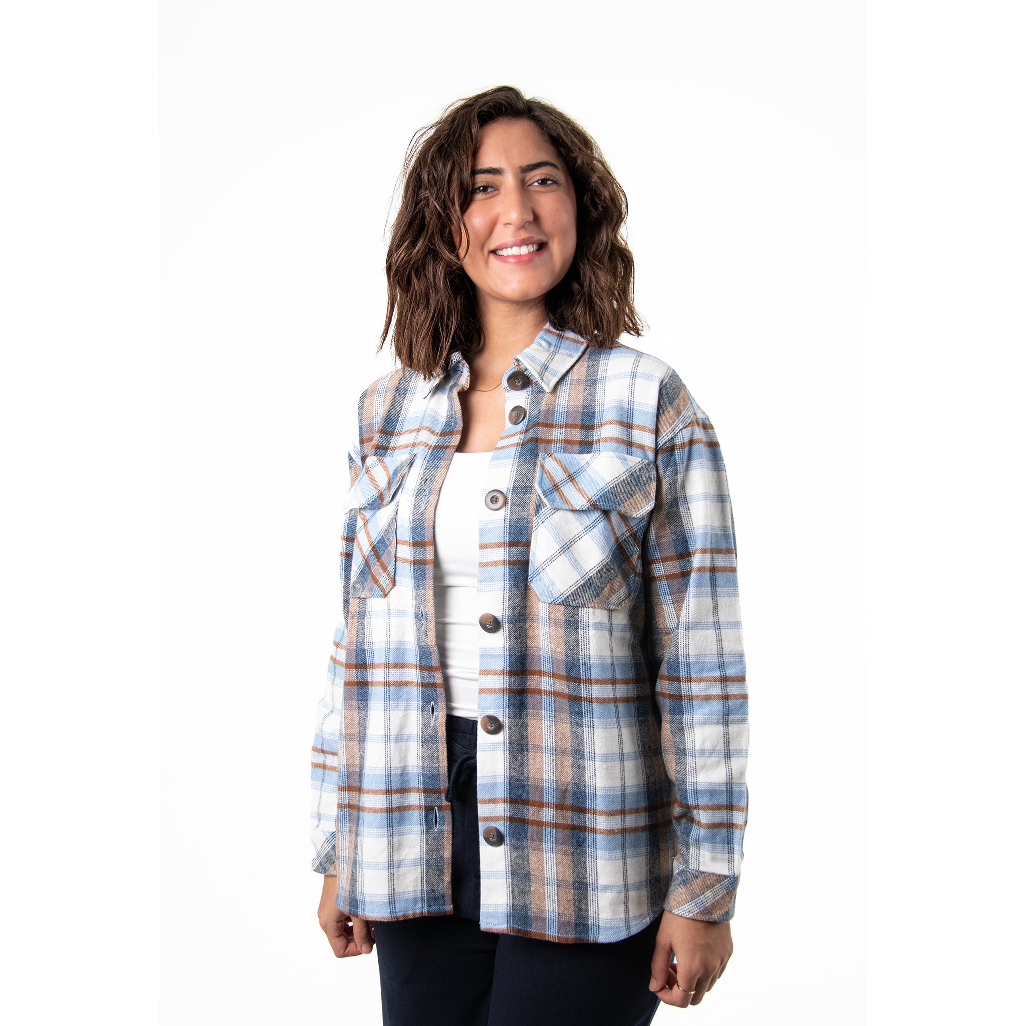 Women Check Gogh Shirt with Pocket Square