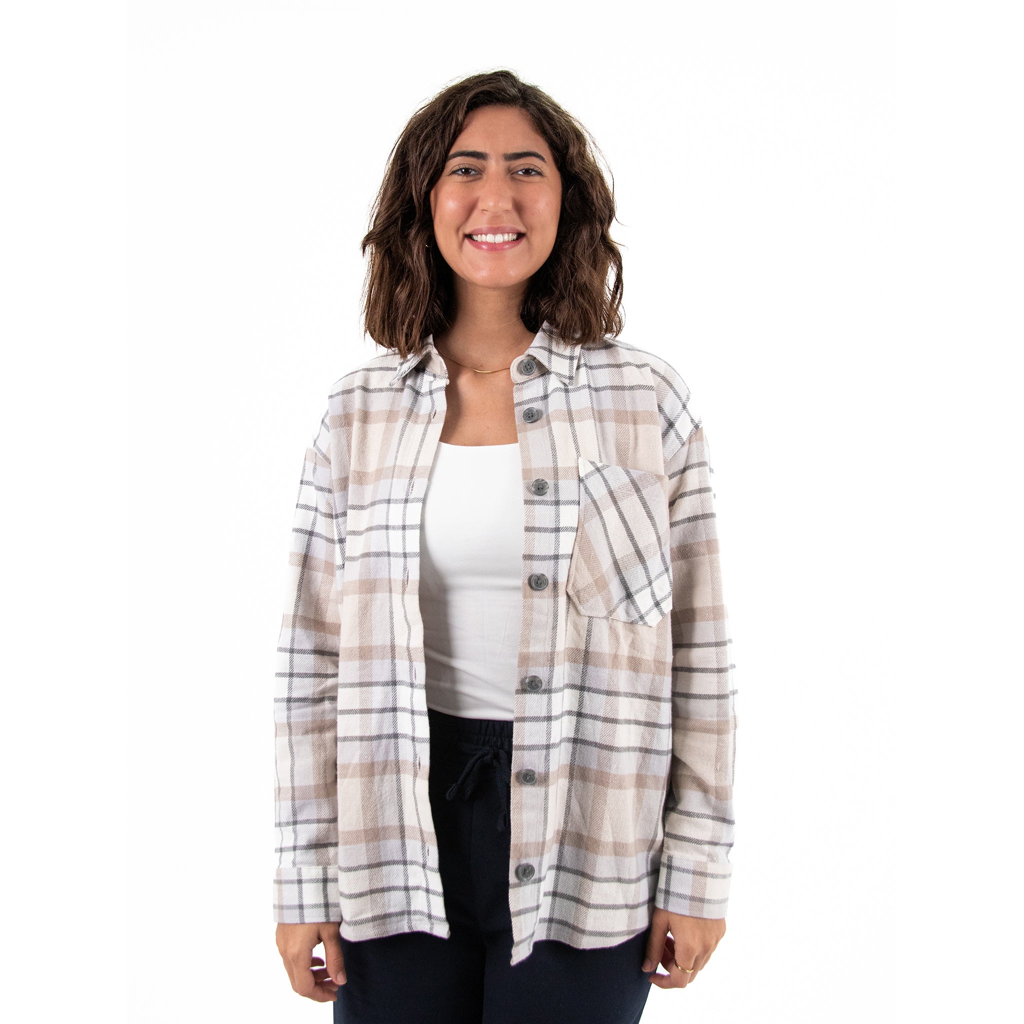 Women Check Gogh Shirt with Pocket Square