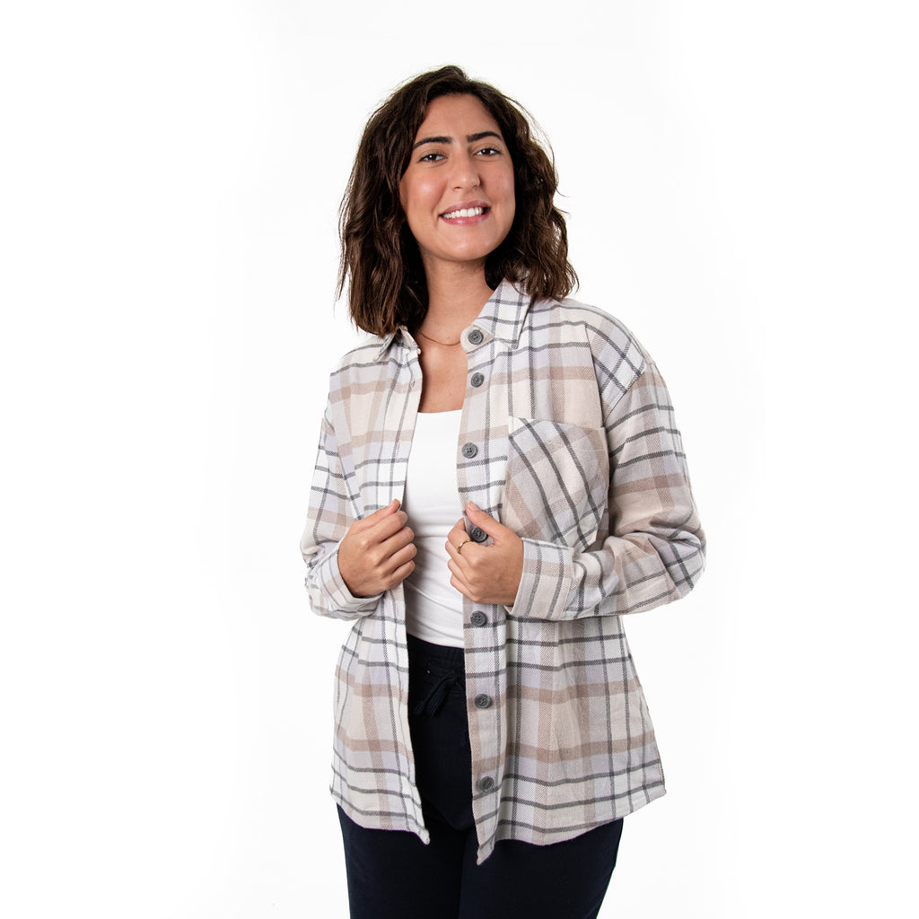 Women Check Gogh Shirt with Pocket Square