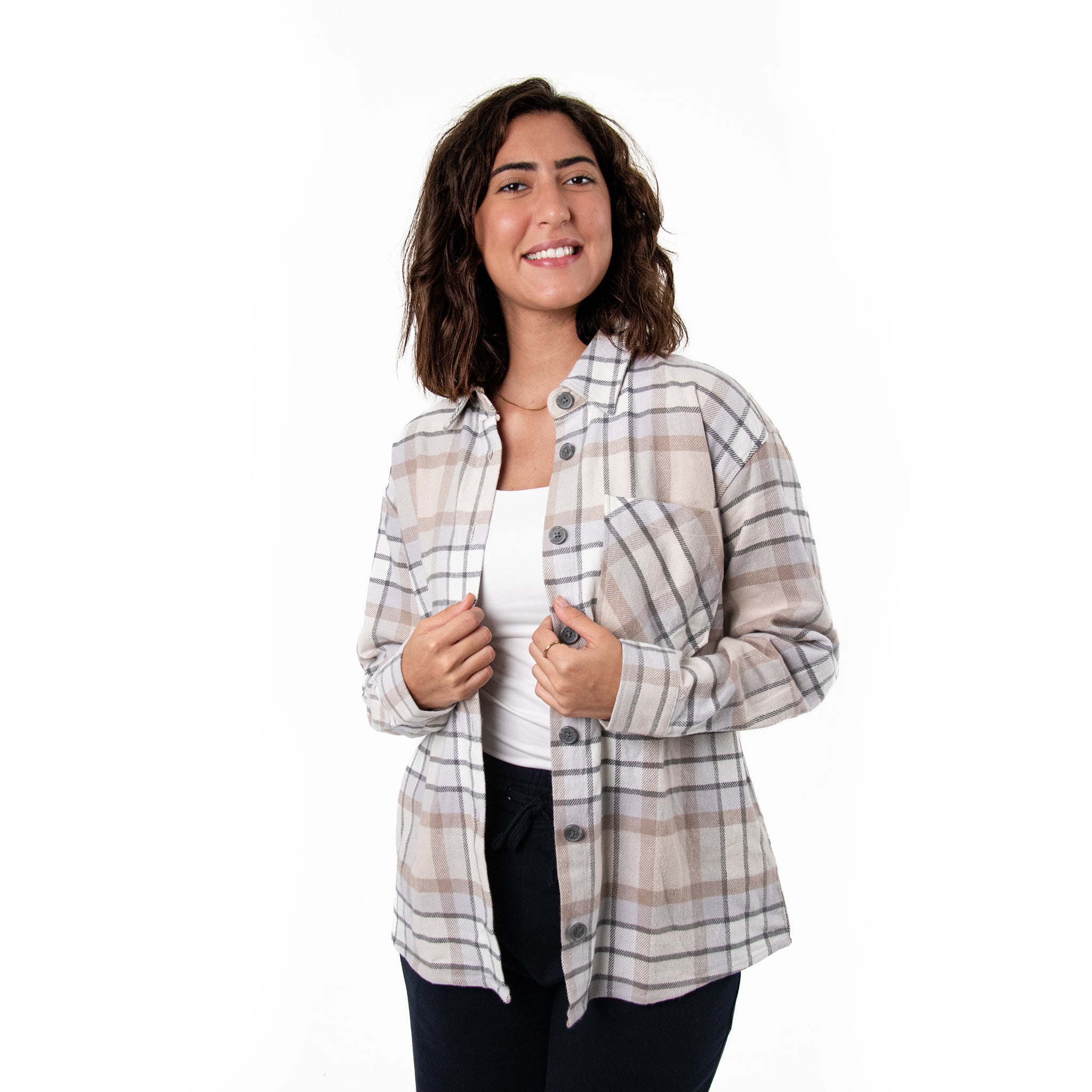 Women Check Gogh Shirt with Pocket Square