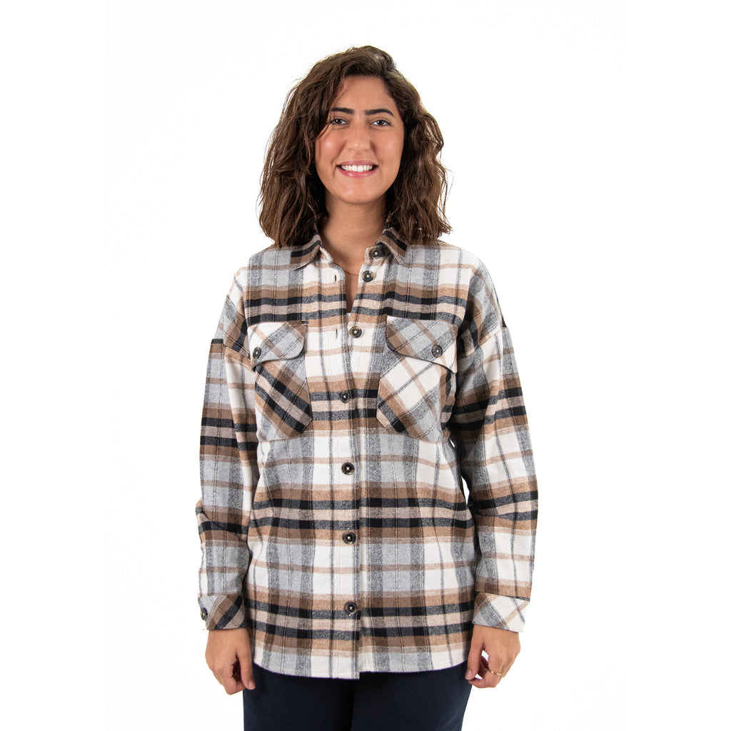 Women Check Gogh Shirt with Pocket Square