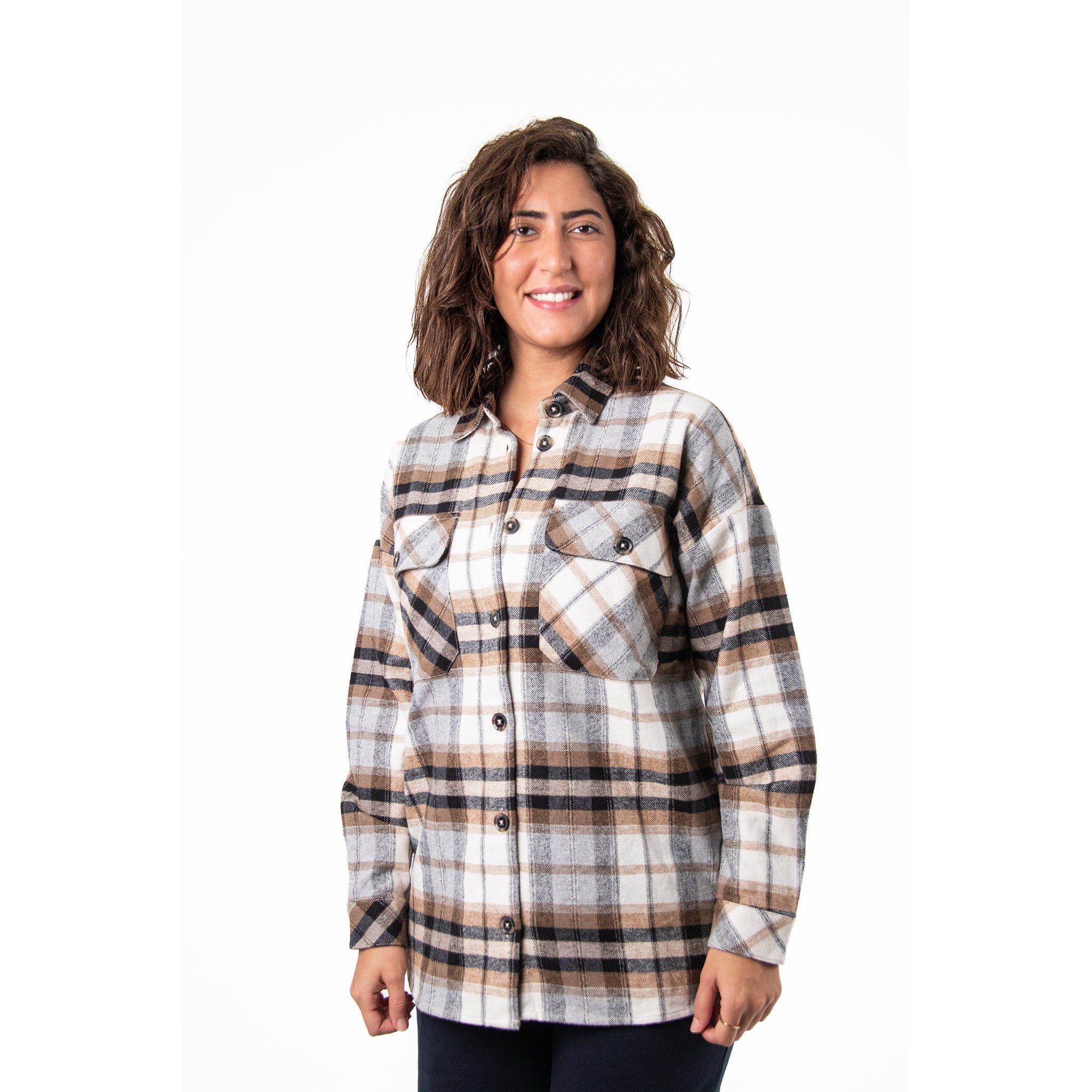 Women Check Gogh Shirt with Pocket Square