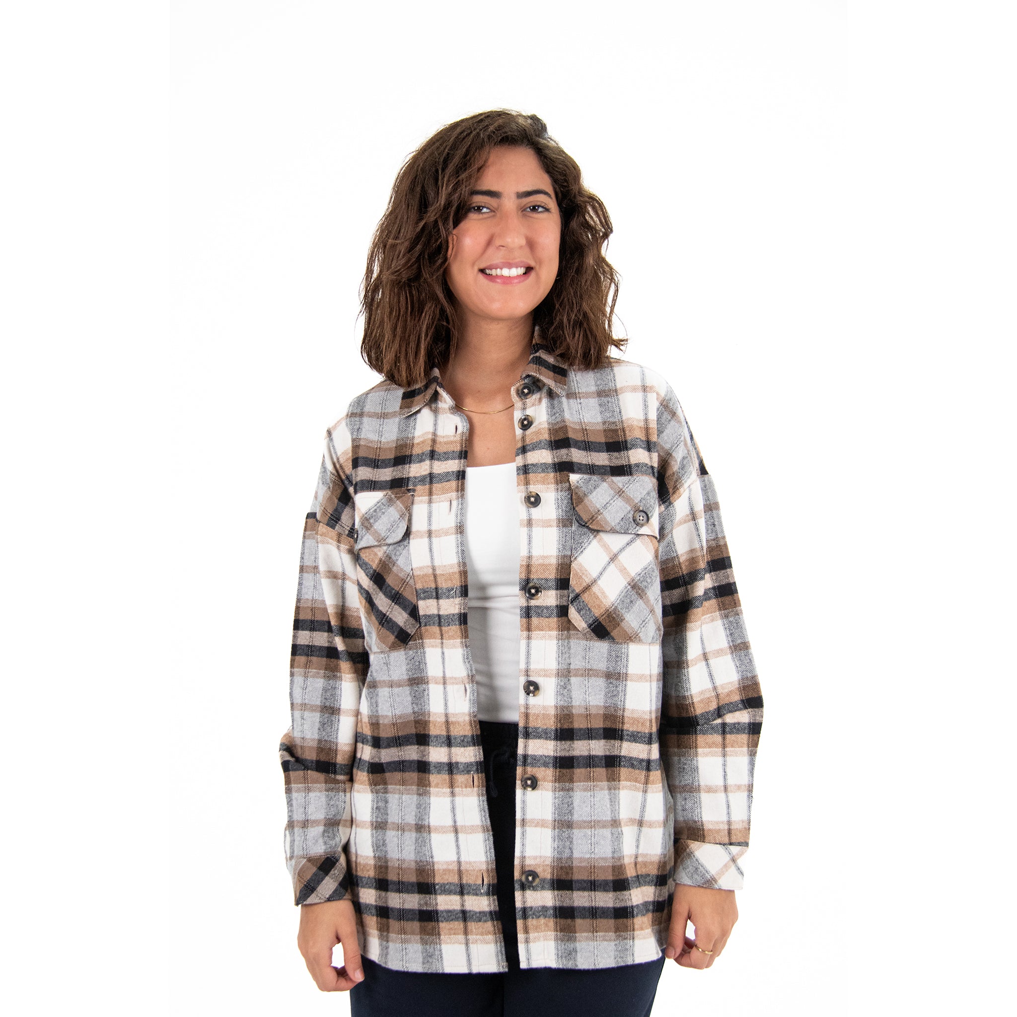 Women Check Gogh Shirt with Pocket Square