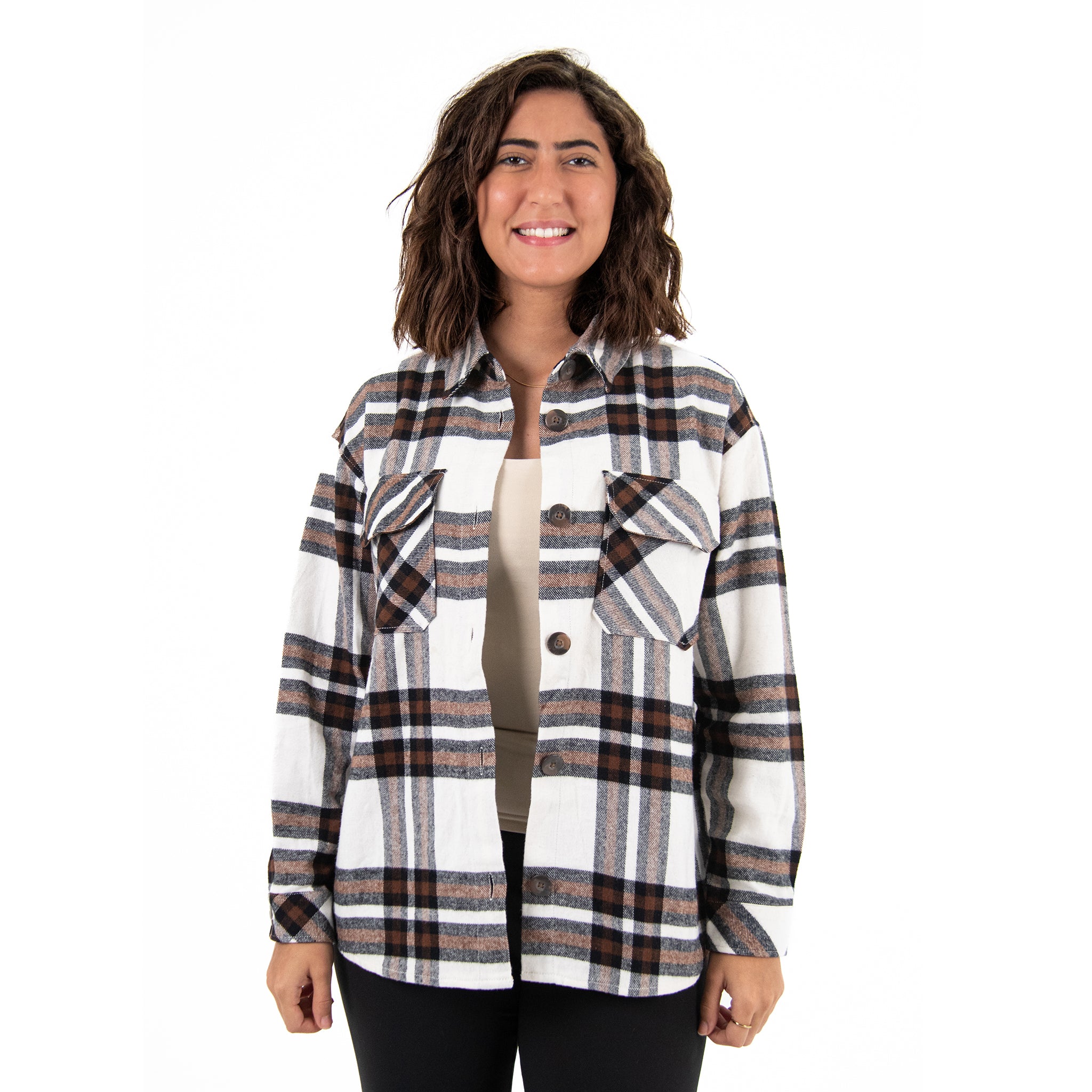 Women Check Gogh Shirt with Pocket Square