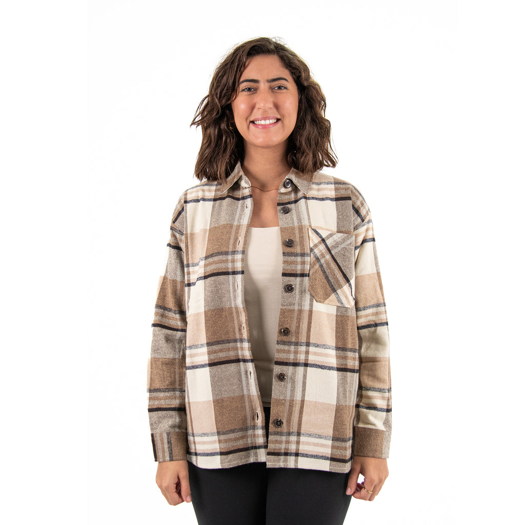 Women Check Gogh Shirt with Pocket Square