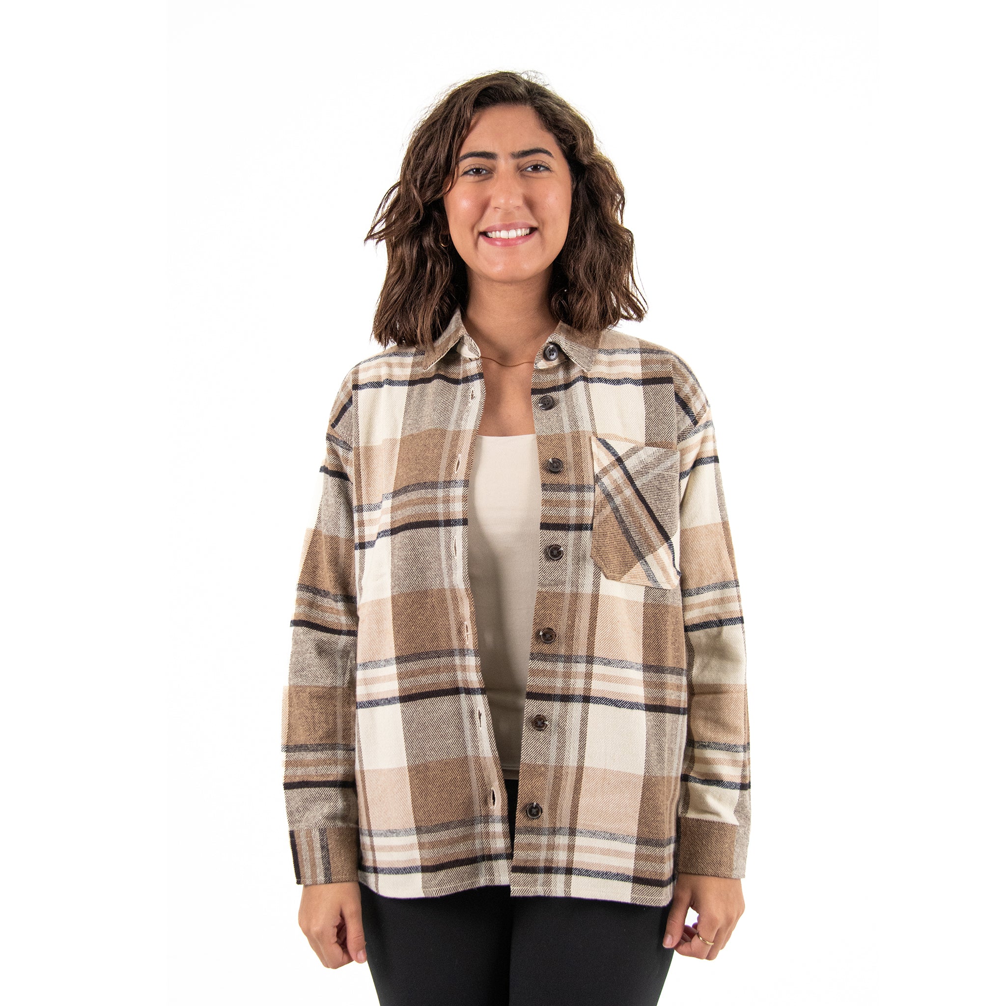 Women Check Gogh Shirt with Pocket Square