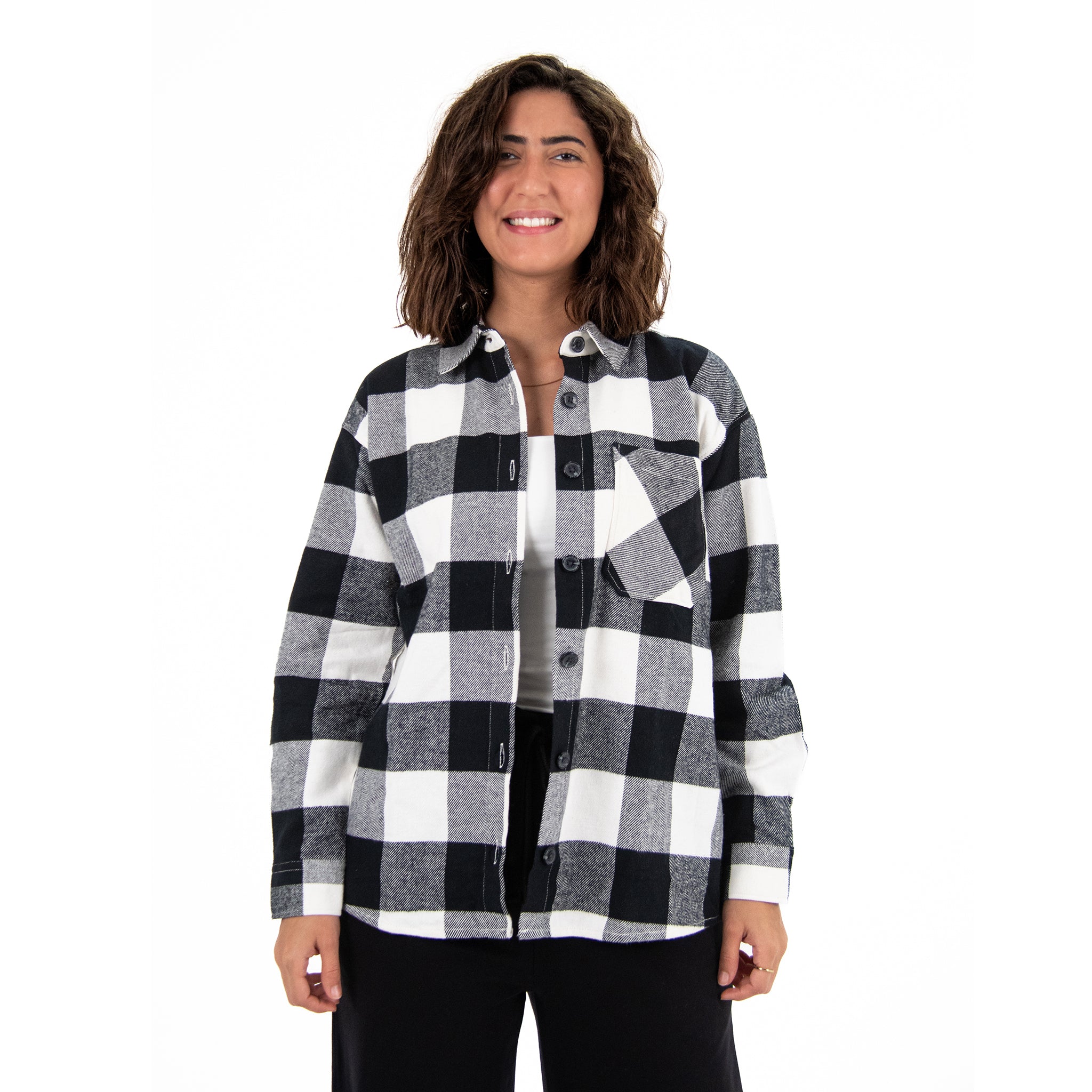 Women Check Gogh Shirt with Pocket Square