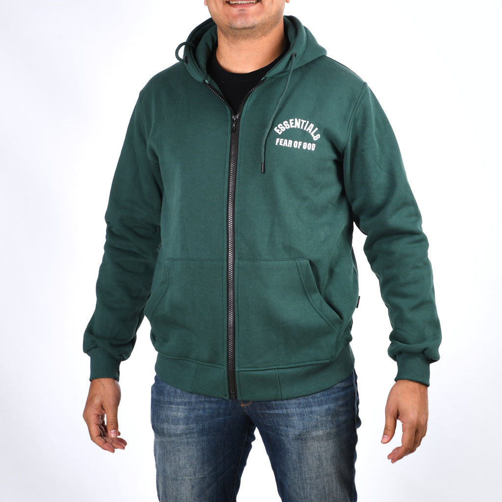 Men Pull&Bear Zipper Sweatshirt Padded (Olive)