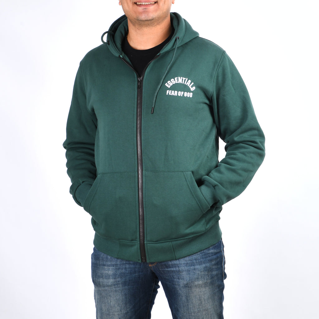 Men Pull&Bear Zipper Sweatshirt Padded (Olive)