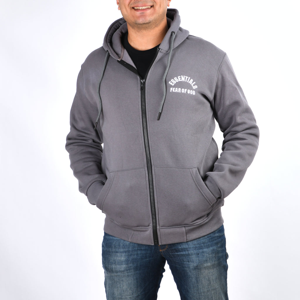 Men Pull&Bear Zipper Sweatshirt Padded (Dark Gray)