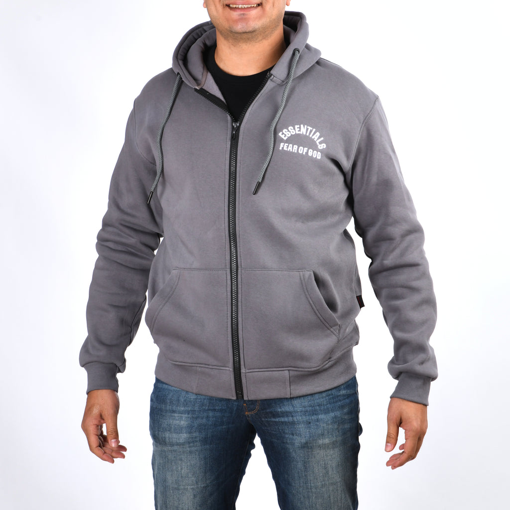 Men Pull&Bear Zipper Sweatshirt Padded (Dark Gray)