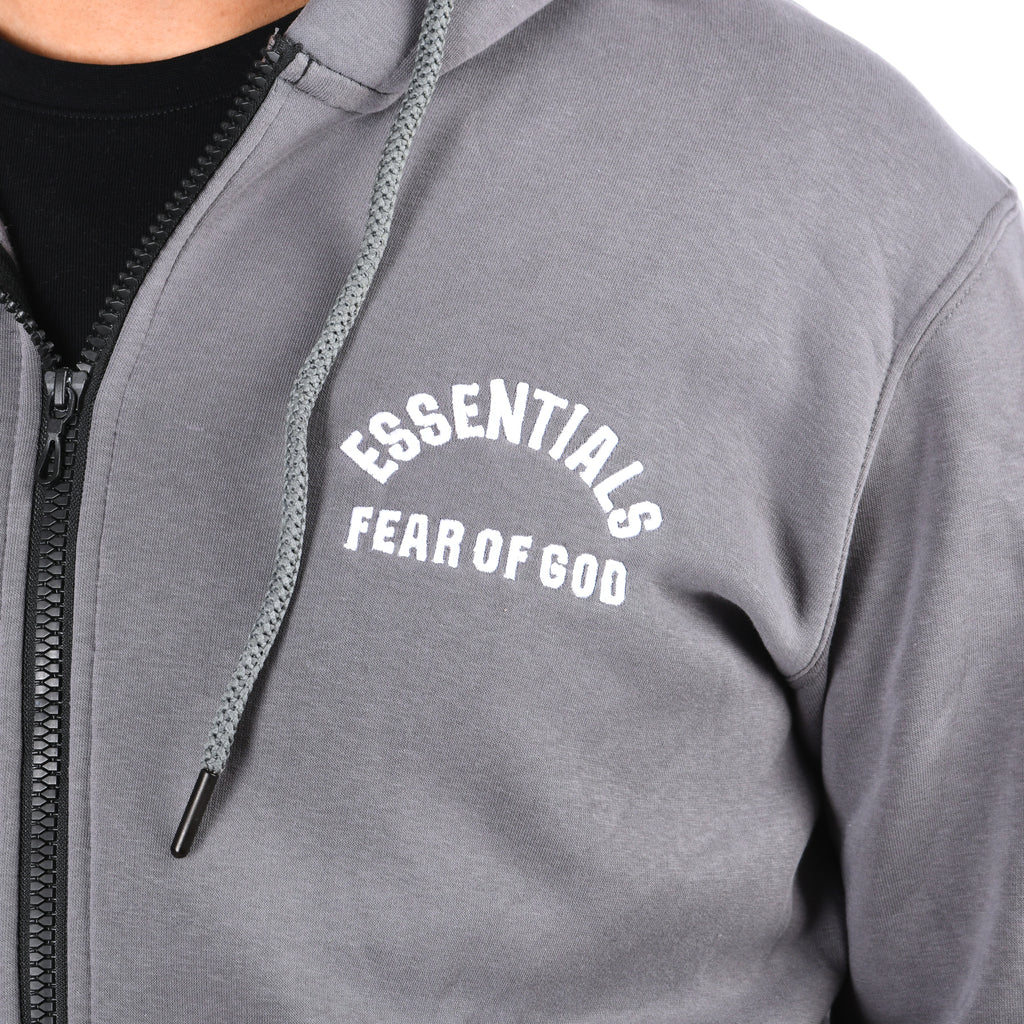 Men Pull&Bear Zipper Sweatshirt Padded (Dark Gray)