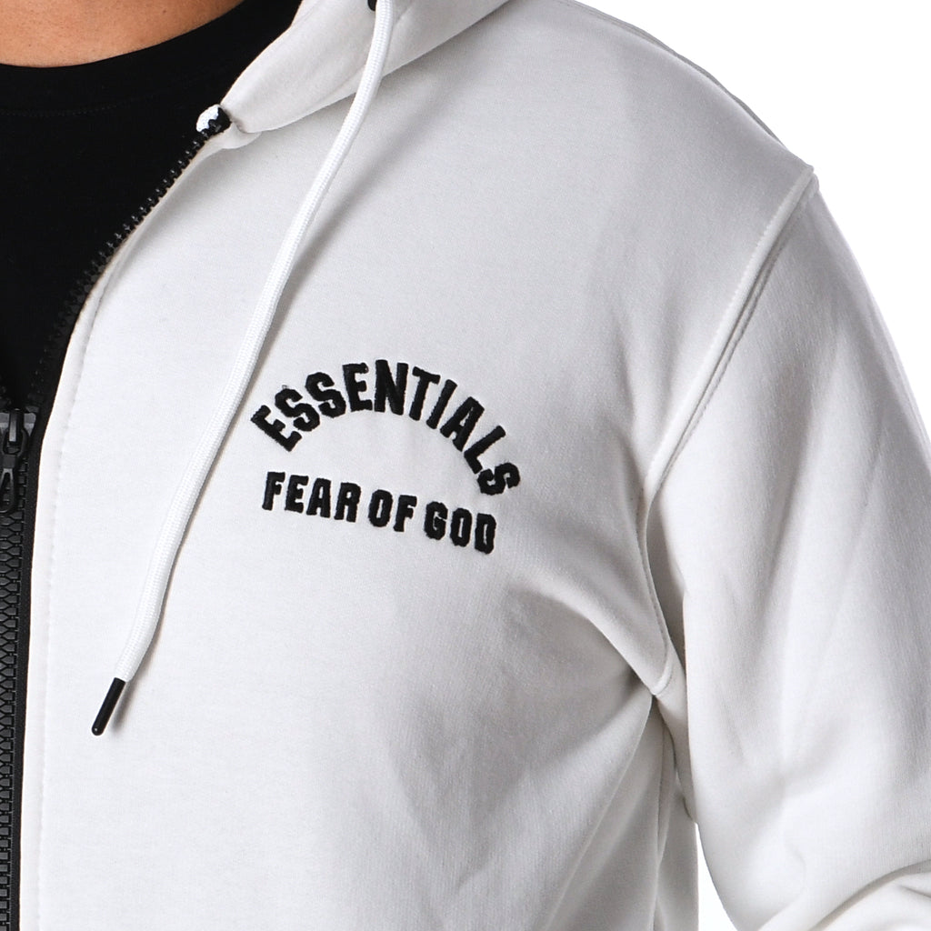 Men Pull&Bear Zipper Sweatshirt Padded (White)